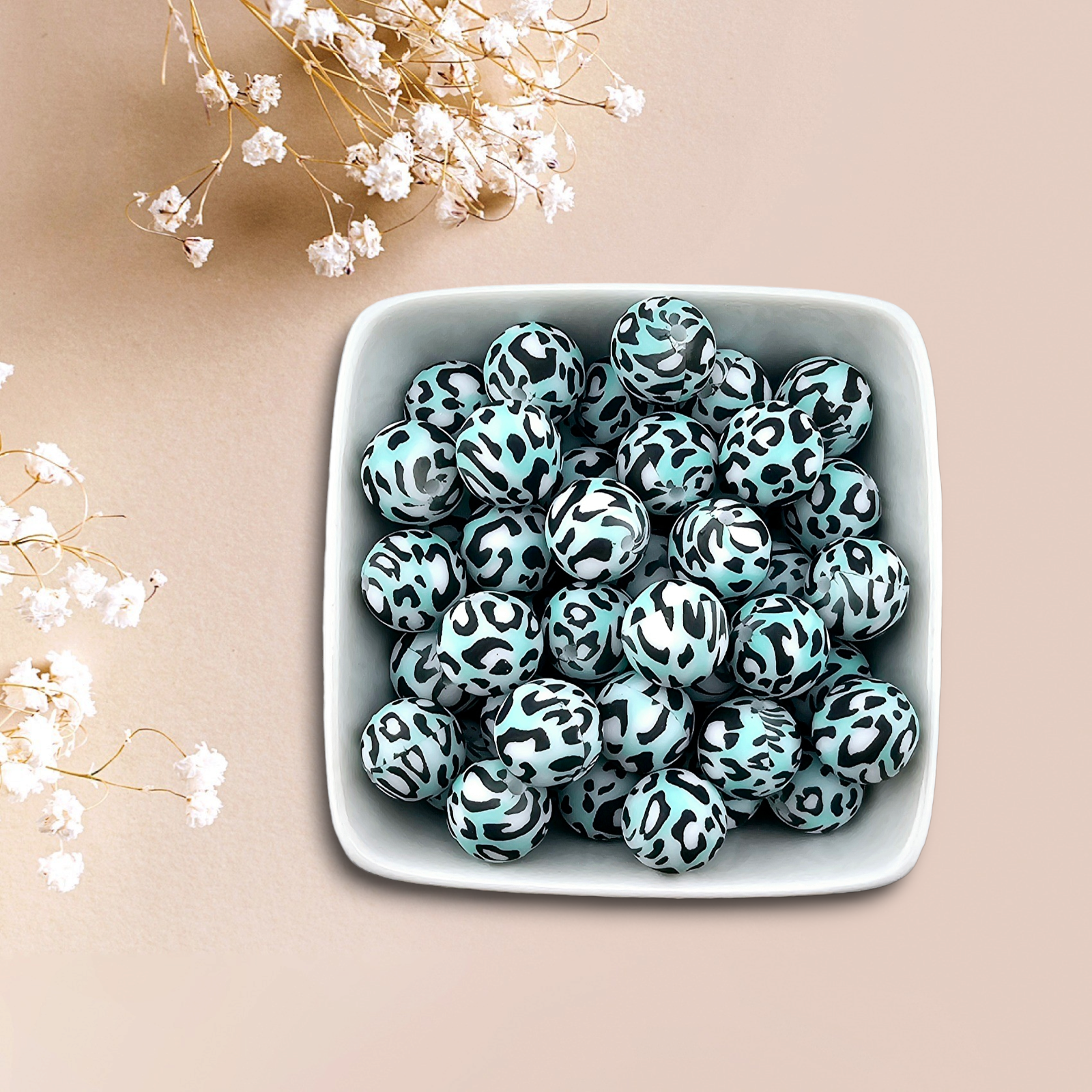 Turquoise Black Leopard Print