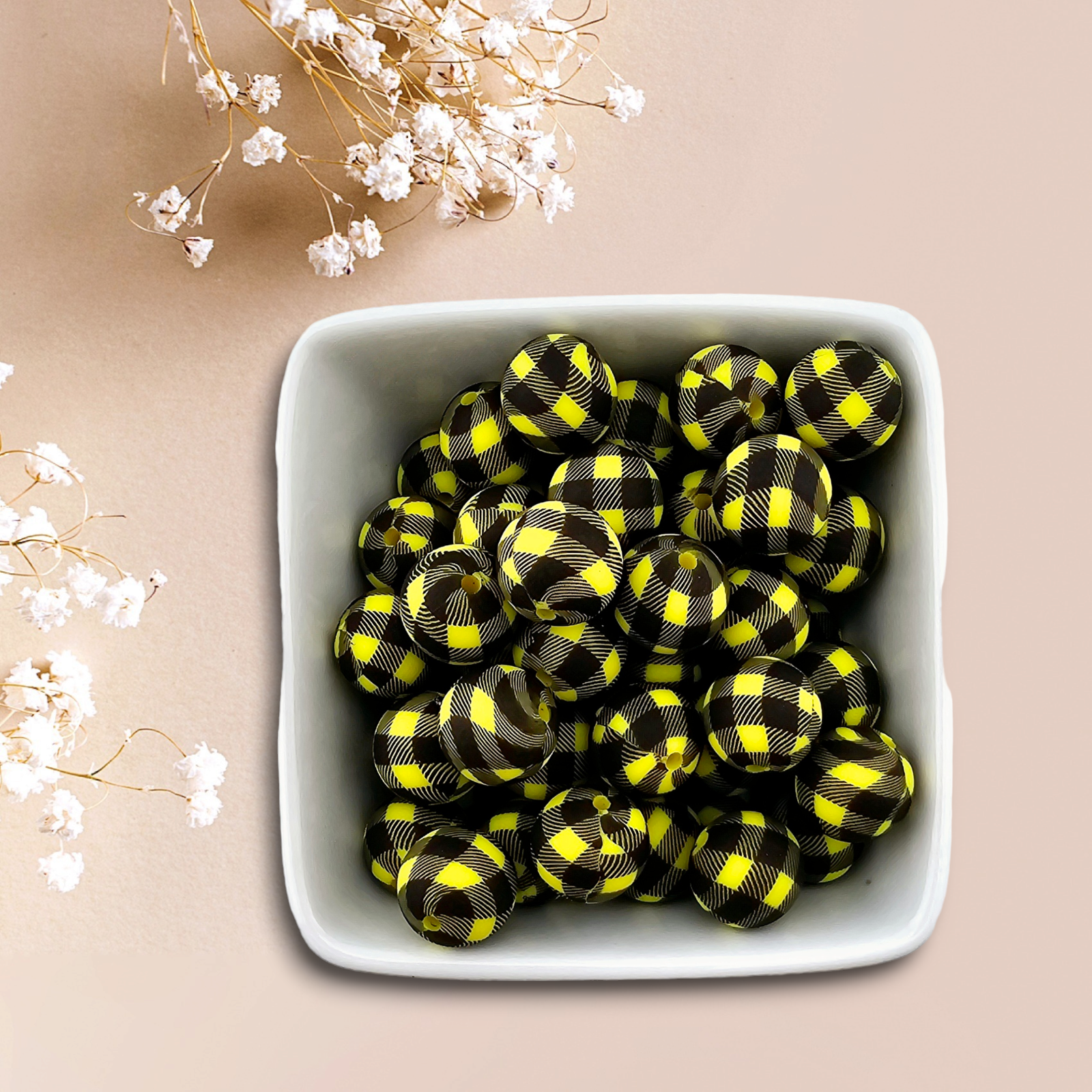 Yellow Black Plaid Print