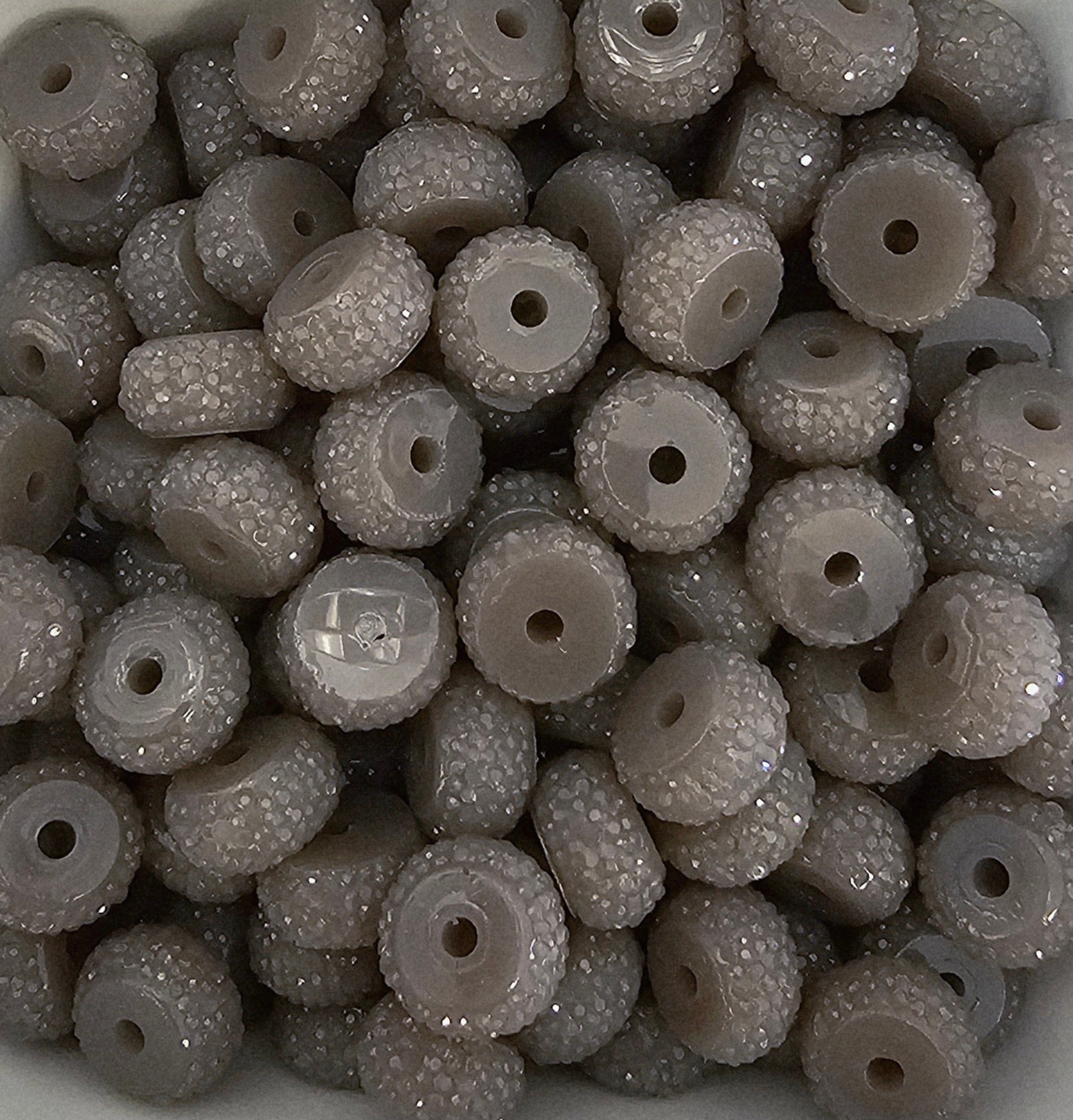 Resin Rhinestone Spacer 12mm Charcoal Grey #34