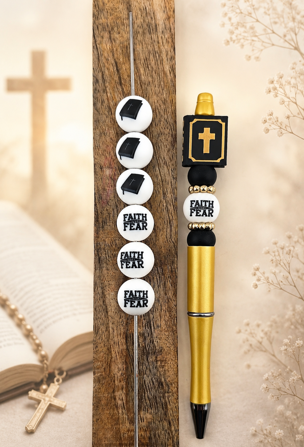 Faith Over Fear Double-sided Print Bead