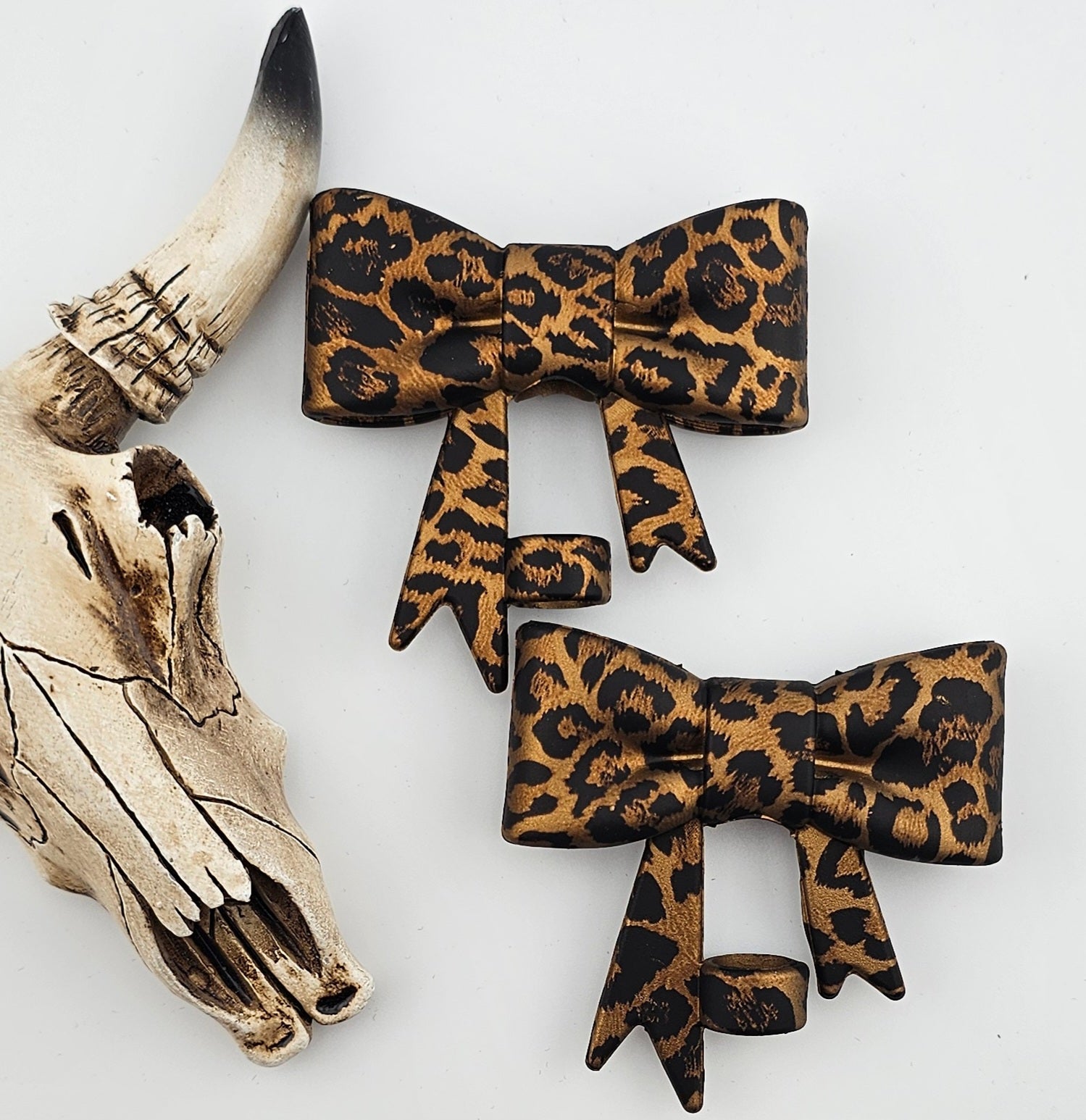 Straw Topper Bow Metallic Leopard
