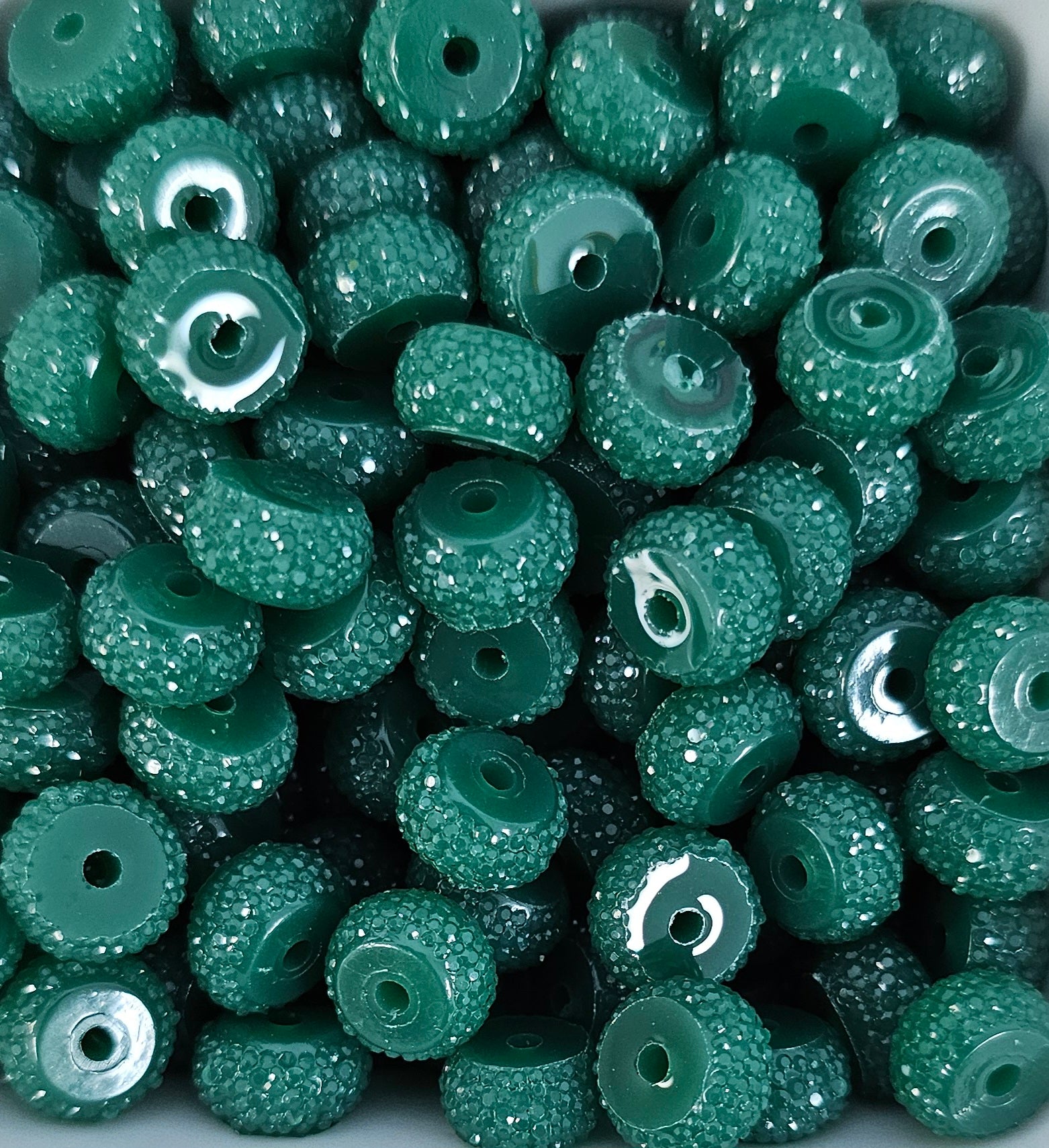 Resin Rhinestone Spacer 12mm Deep Green #18