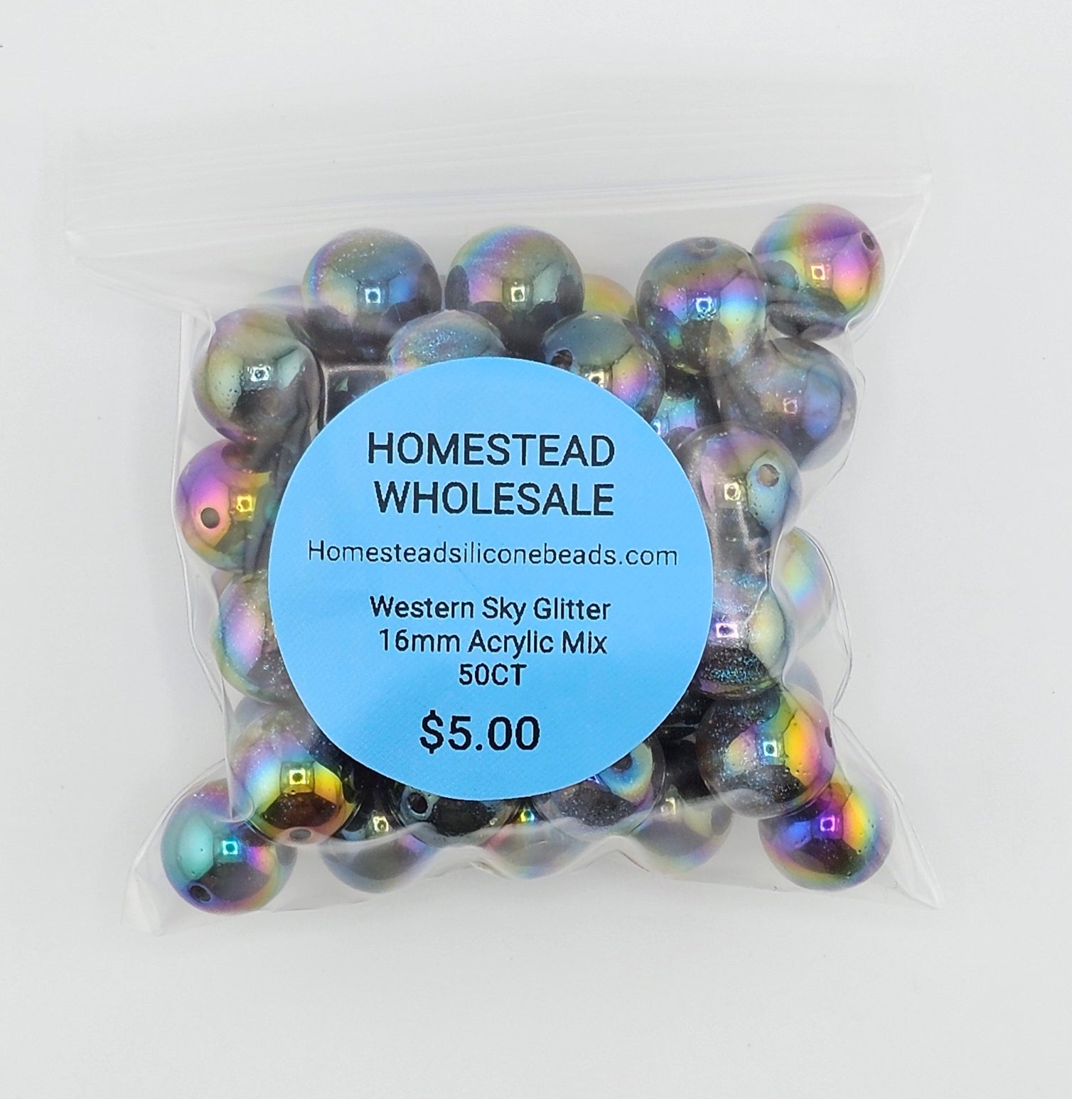 Western Sky Glitter Acrylic 16mm 50CT