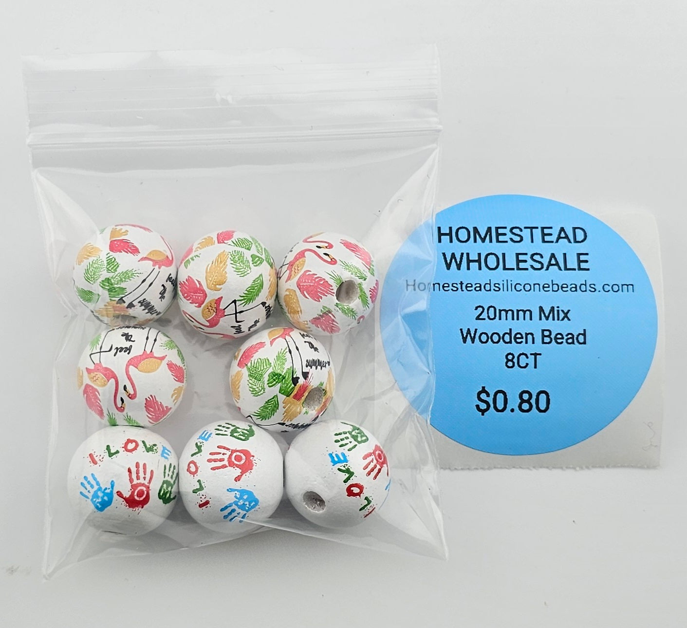 20mm Mix Wooden Bead 8CT
