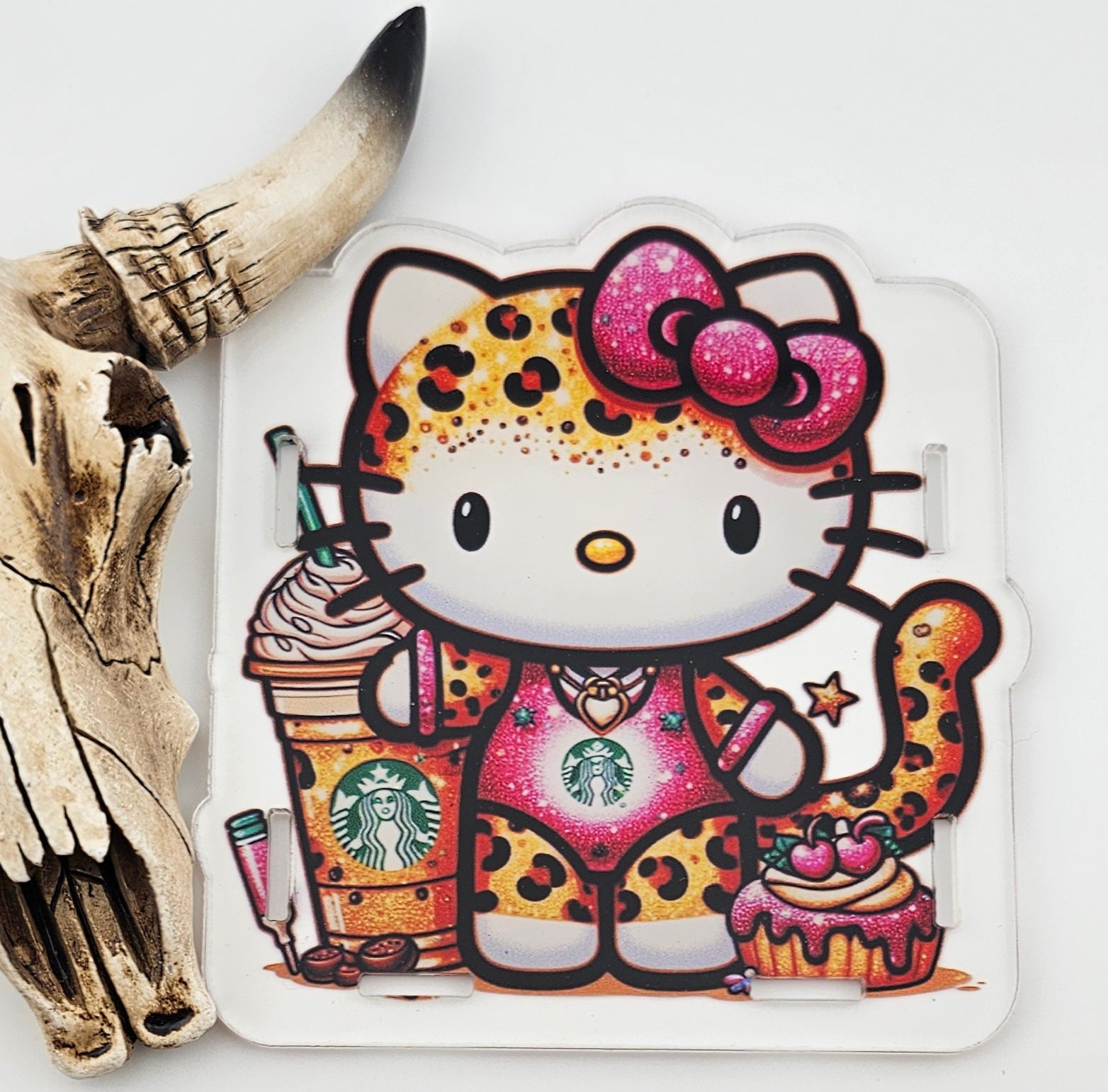 Pen Box Bright Leopard Kitty with Coffee 57