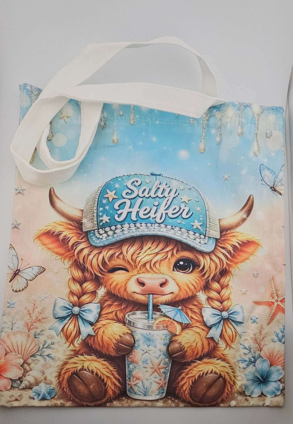 Salty Heifer Canvas Tote with Zipper