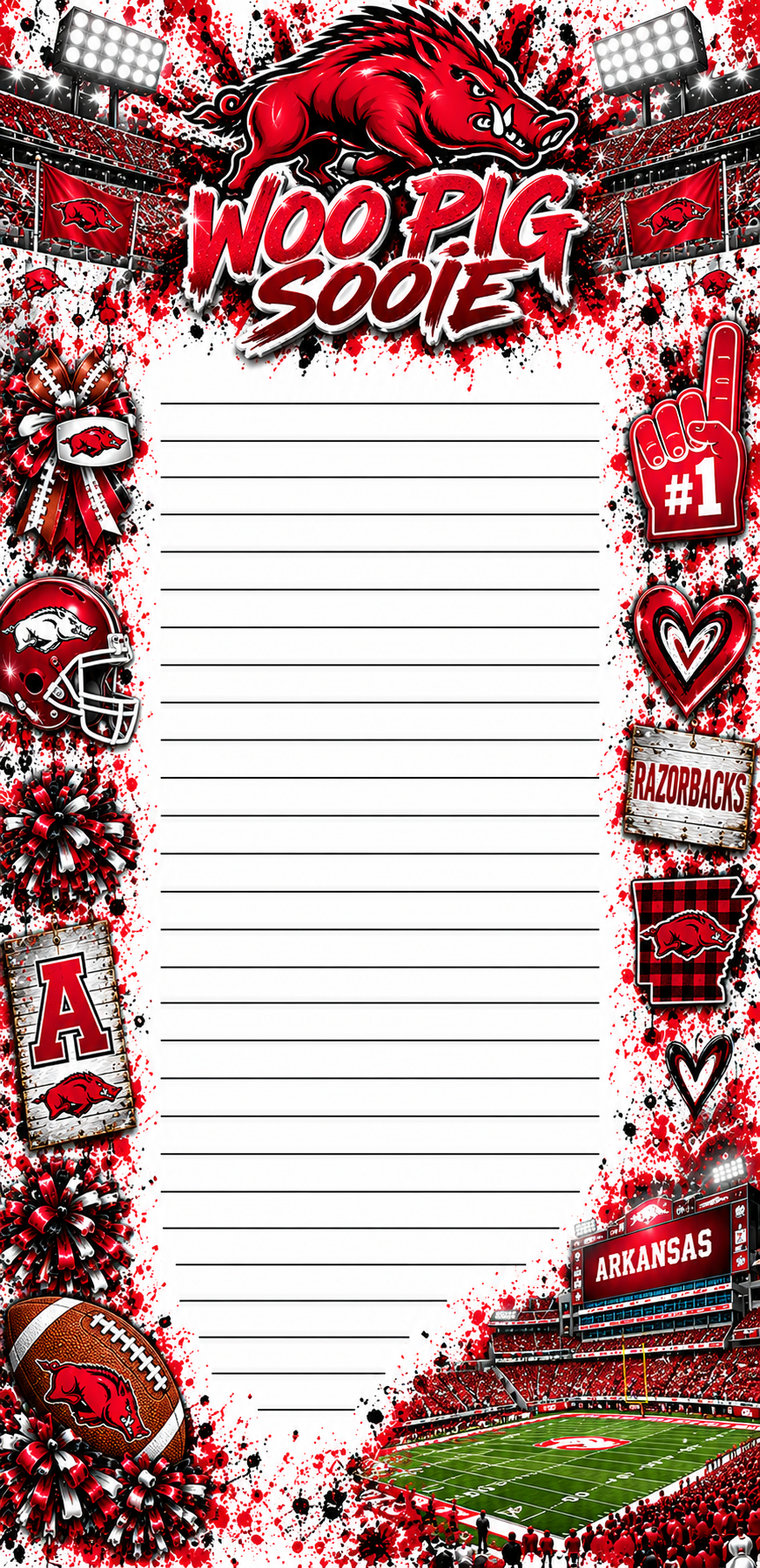 Arkansas Hog Football Notepad