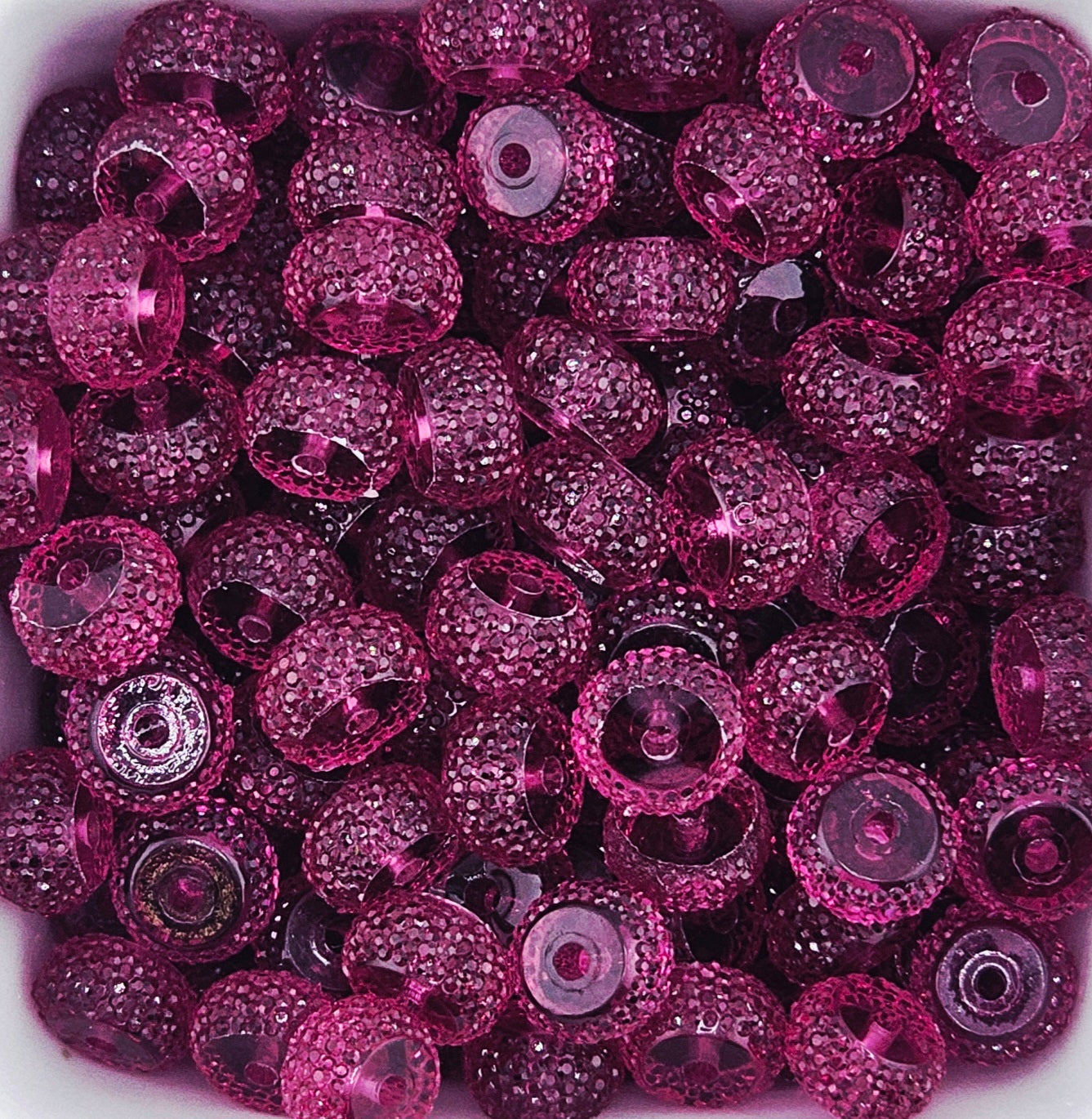 Resin Rhinestone Spacer 12mm Translucent Raspberry #10T