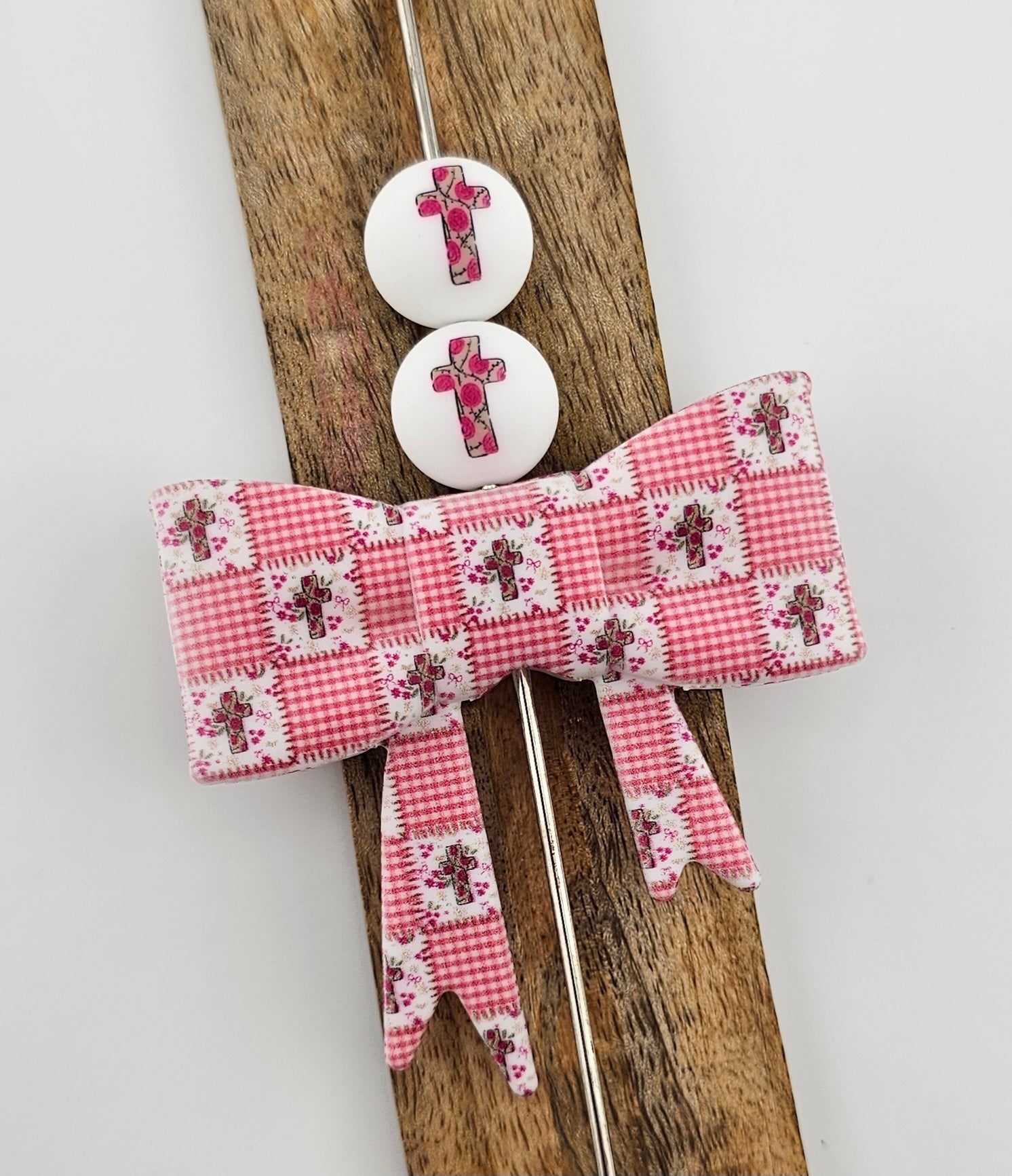 Large Bow Focal & 15mm Print Patchwork Prayers *Custom*