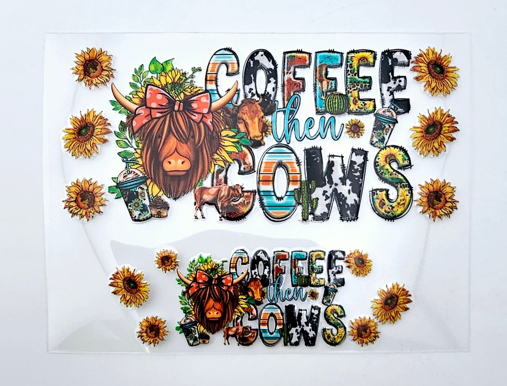 Mini Tumbler Wrap UV DTF Coffee Then Cows 22