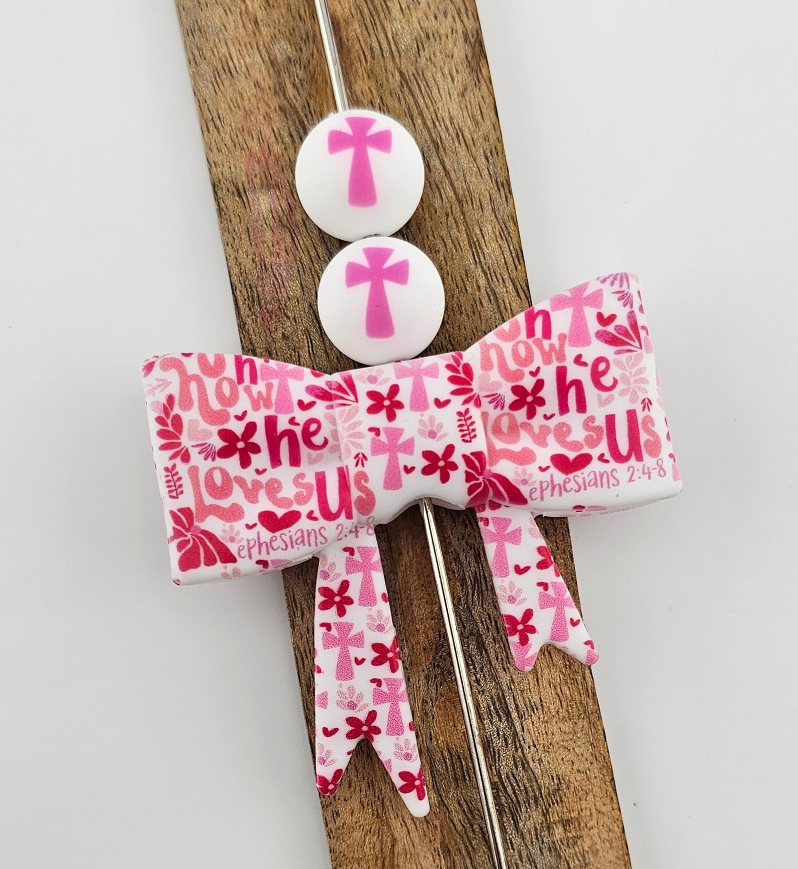 Large Bow Focal & 15mm Print Oh How He Loves Us *Custom*
