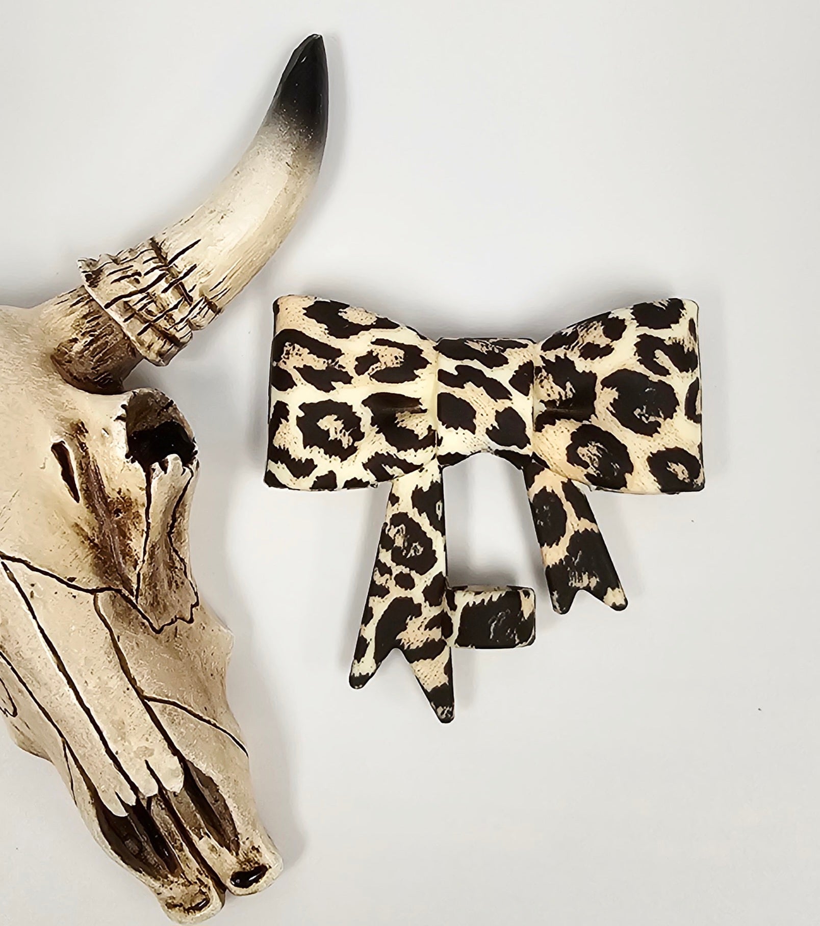 Straw Topper Bow Tan Leopard