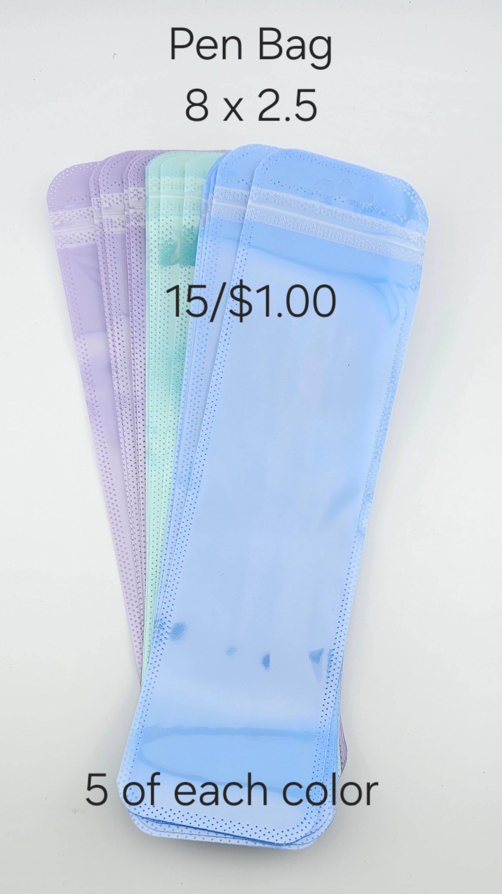 Pen Bag 15CT Mix Large (2.5 x 8) inches approximately