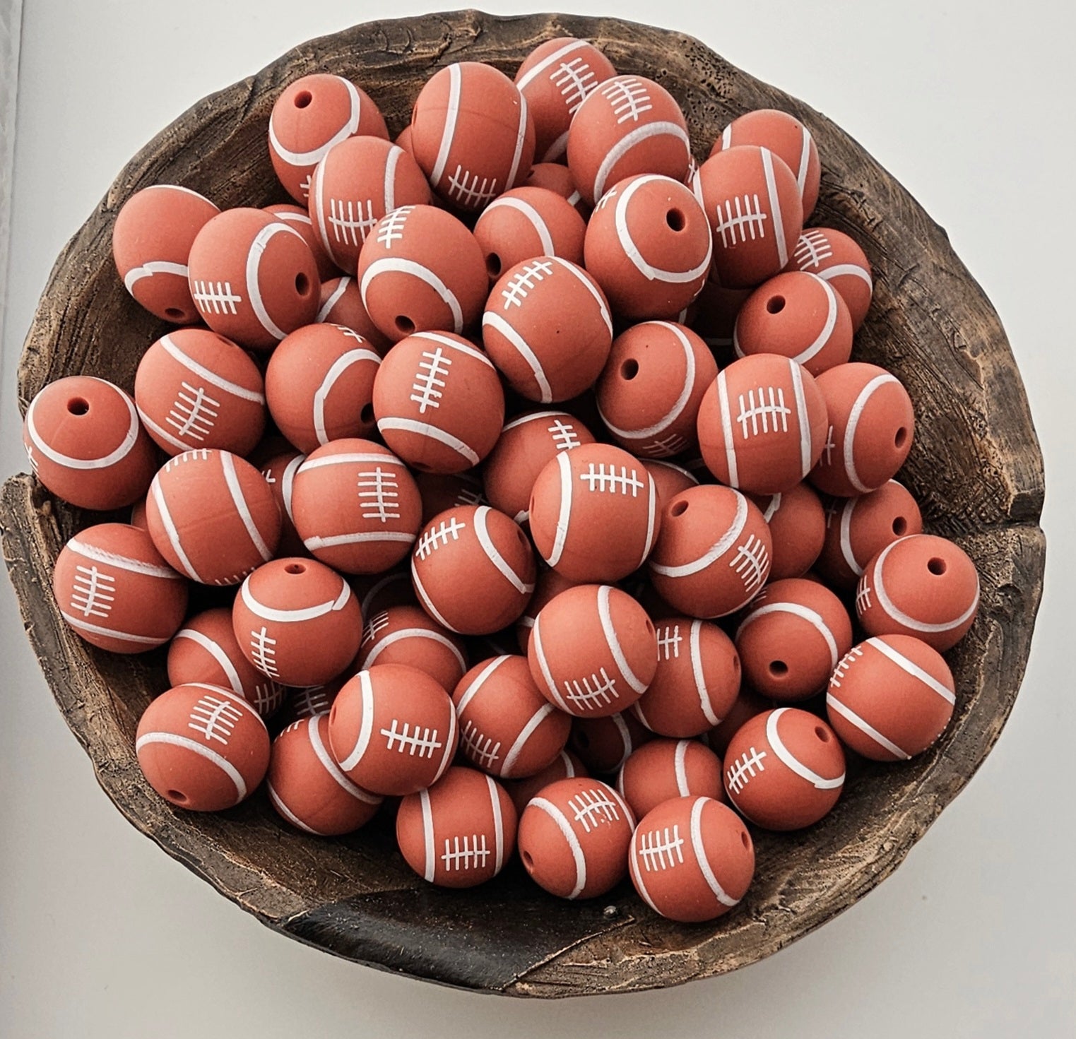 Light Brown Round Football Print (red rubber color)