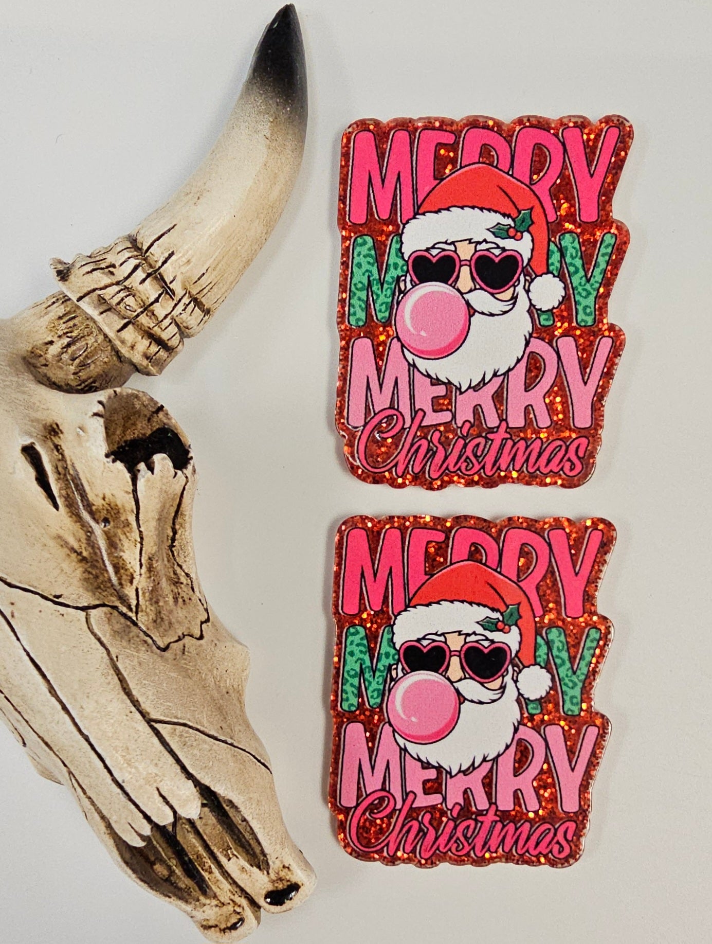 Flatback Merry Christmas Bubble Santa 540