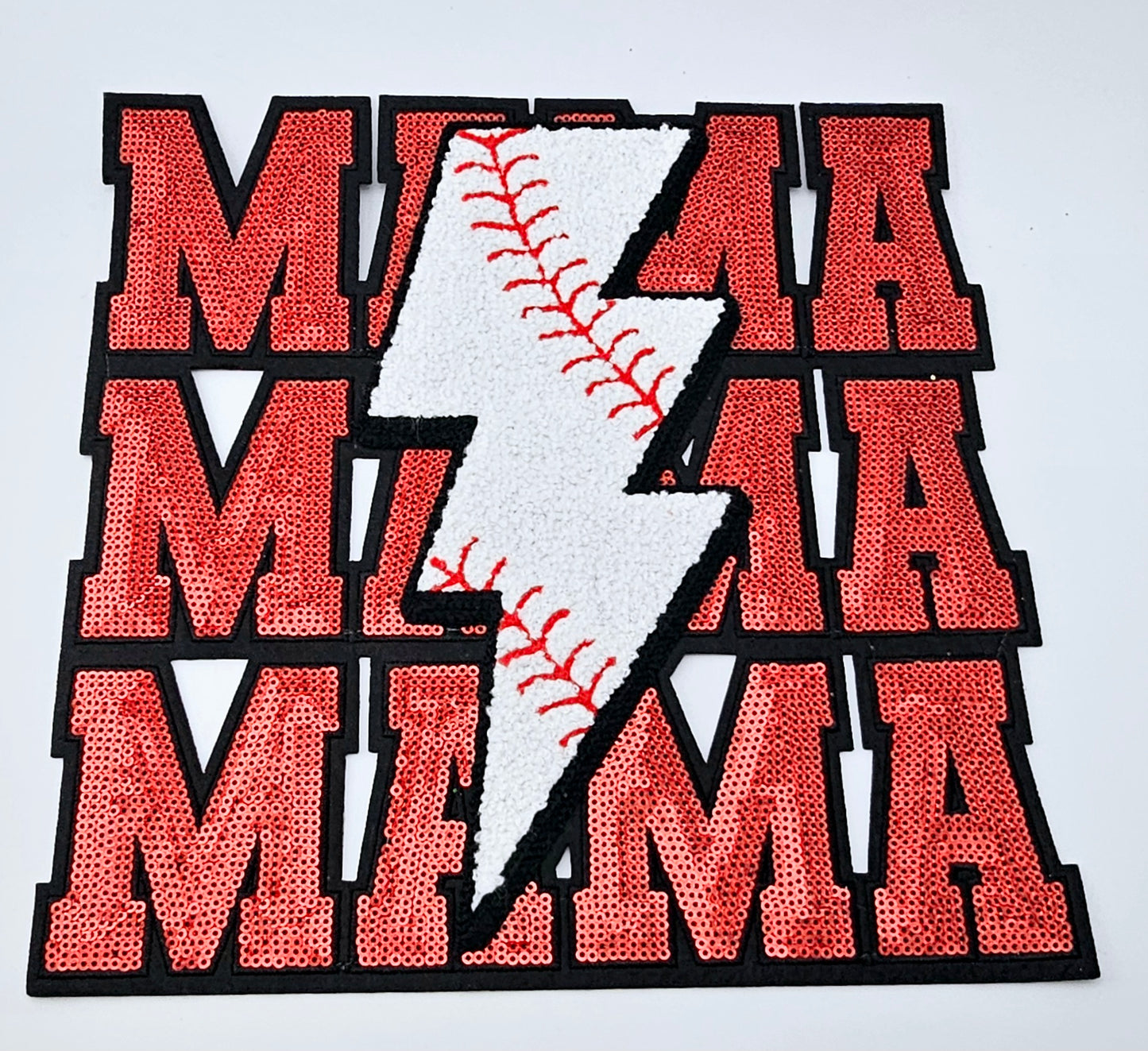 Baseball Mama Sequin Chenille Heat Transfer