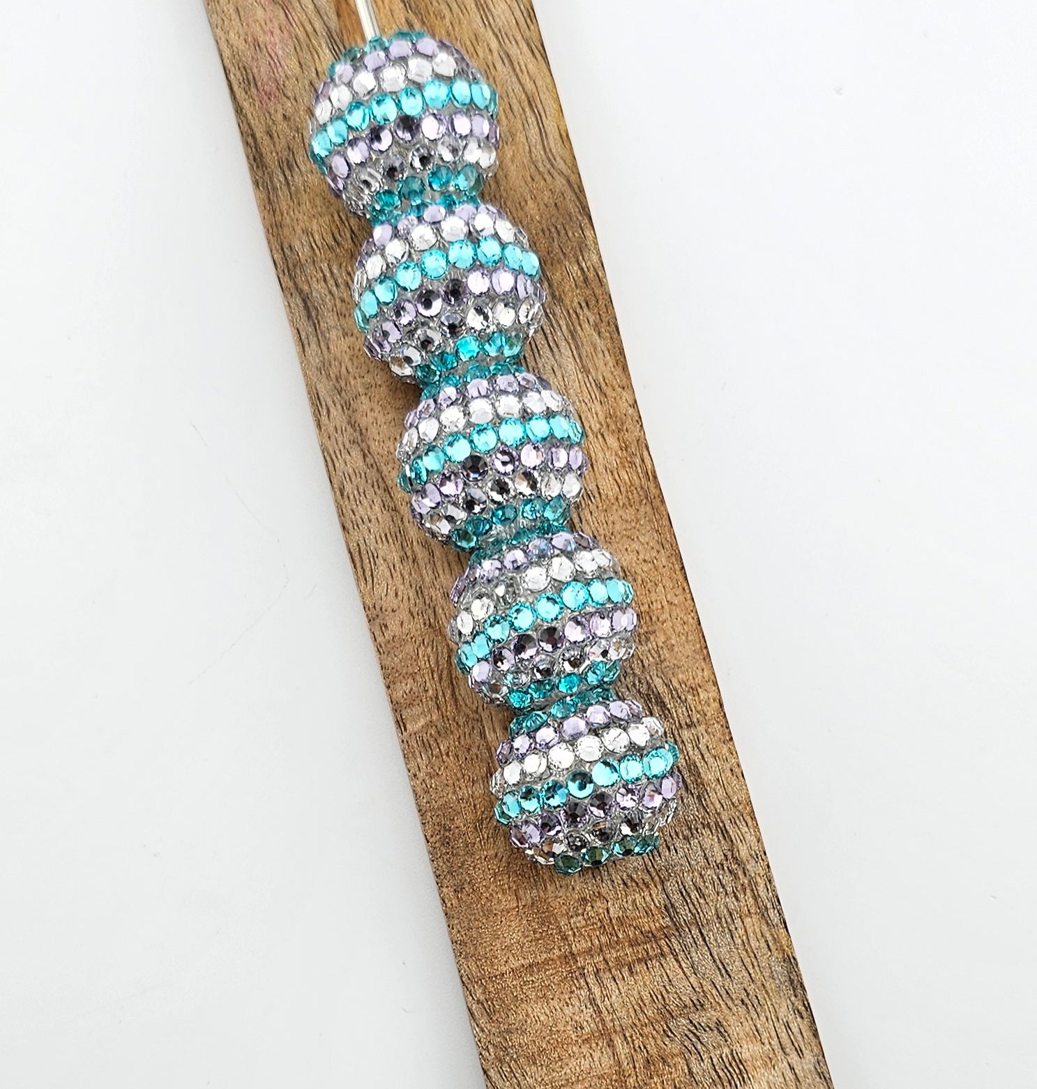 20mm Striped Rhinestone Bead - Mystic Lagoon