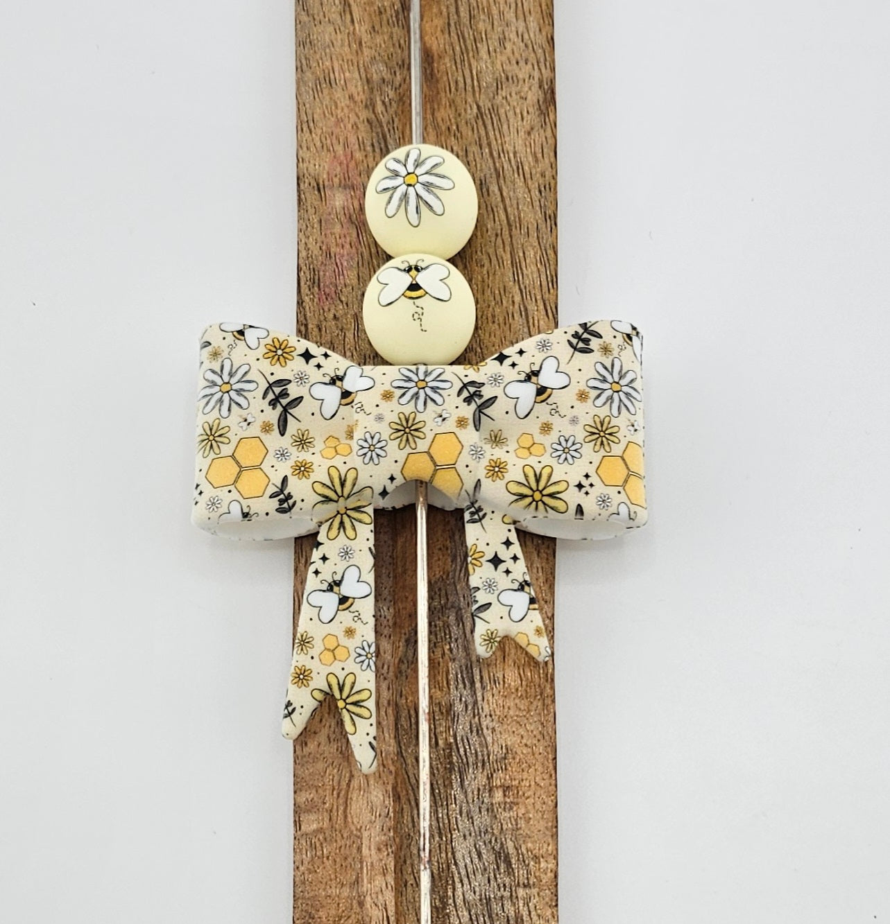 Large Bow Focal or 15mm Print Buzzin Bees Honeycomb *Custom*