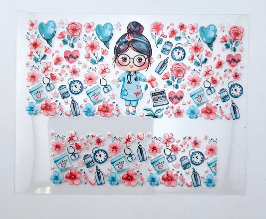 Mini Tumbler Wrap UV DTF Nurse 12