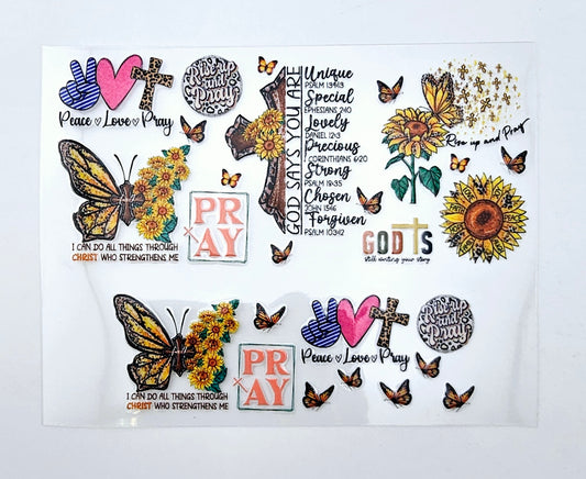Mini Tumbler Wrap UV DTF Pray 18