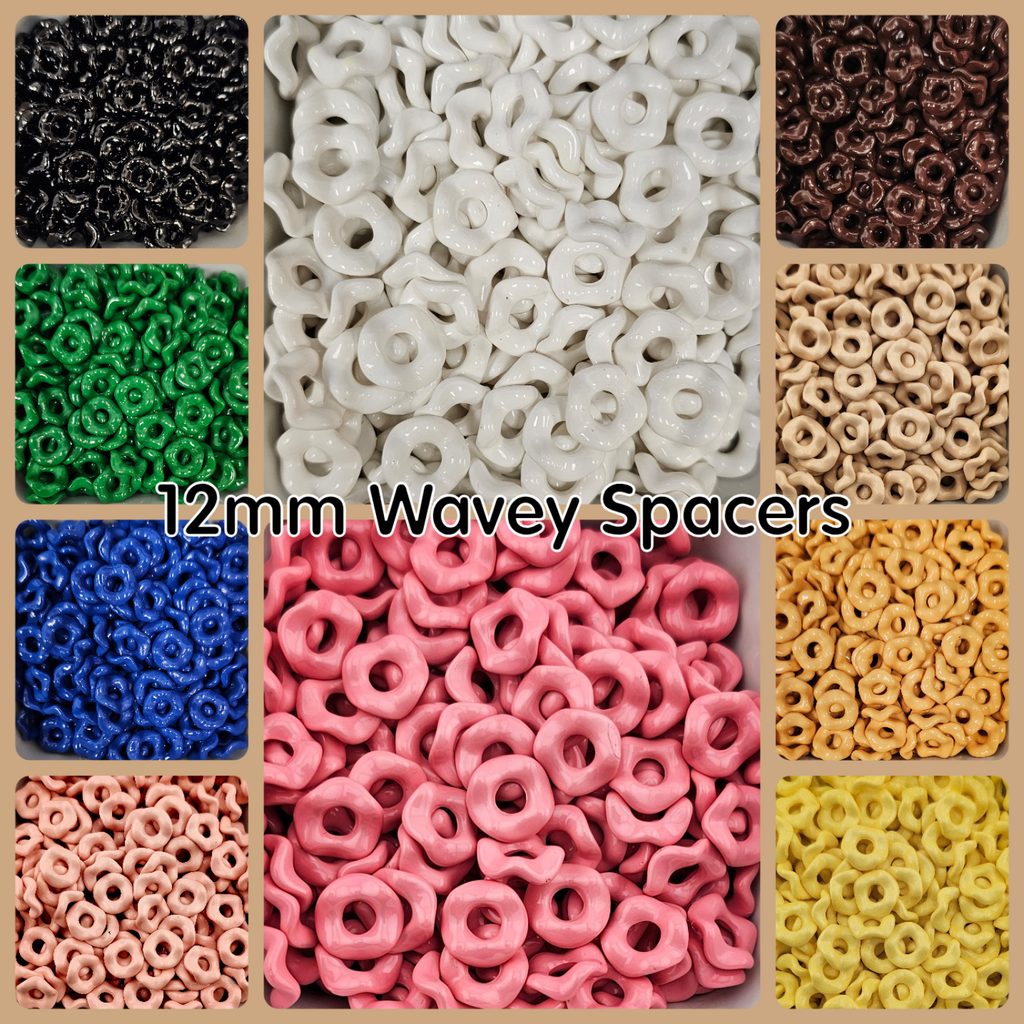 Wavey Acrylic Spacers 12mm (10ct) Large Hole
