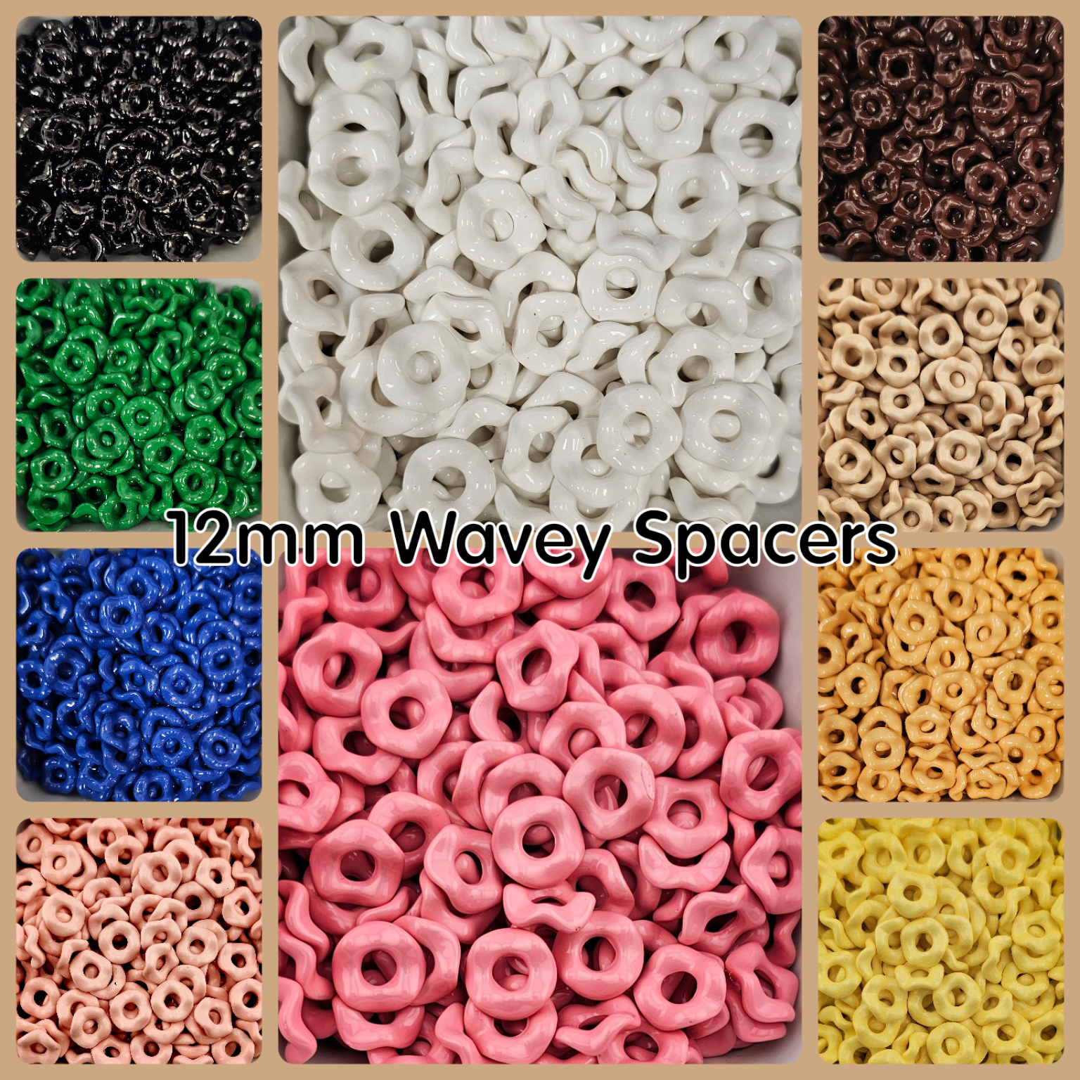 Wavey Acrylic Spacers 12mm (10ct) Large Hole