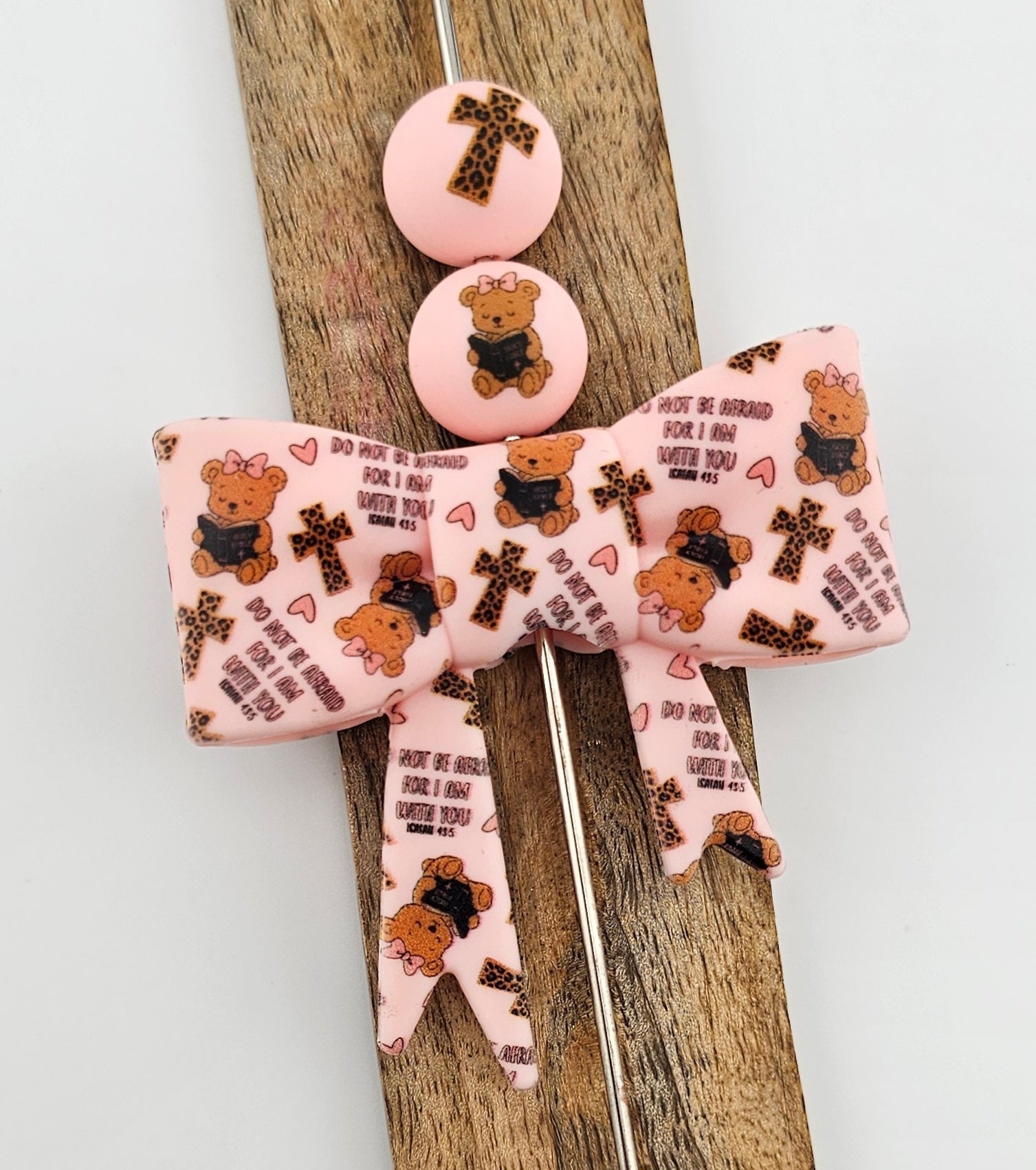 Large Bow Focal & 15mm Print (Double-sided) Holy Bear *Custom*