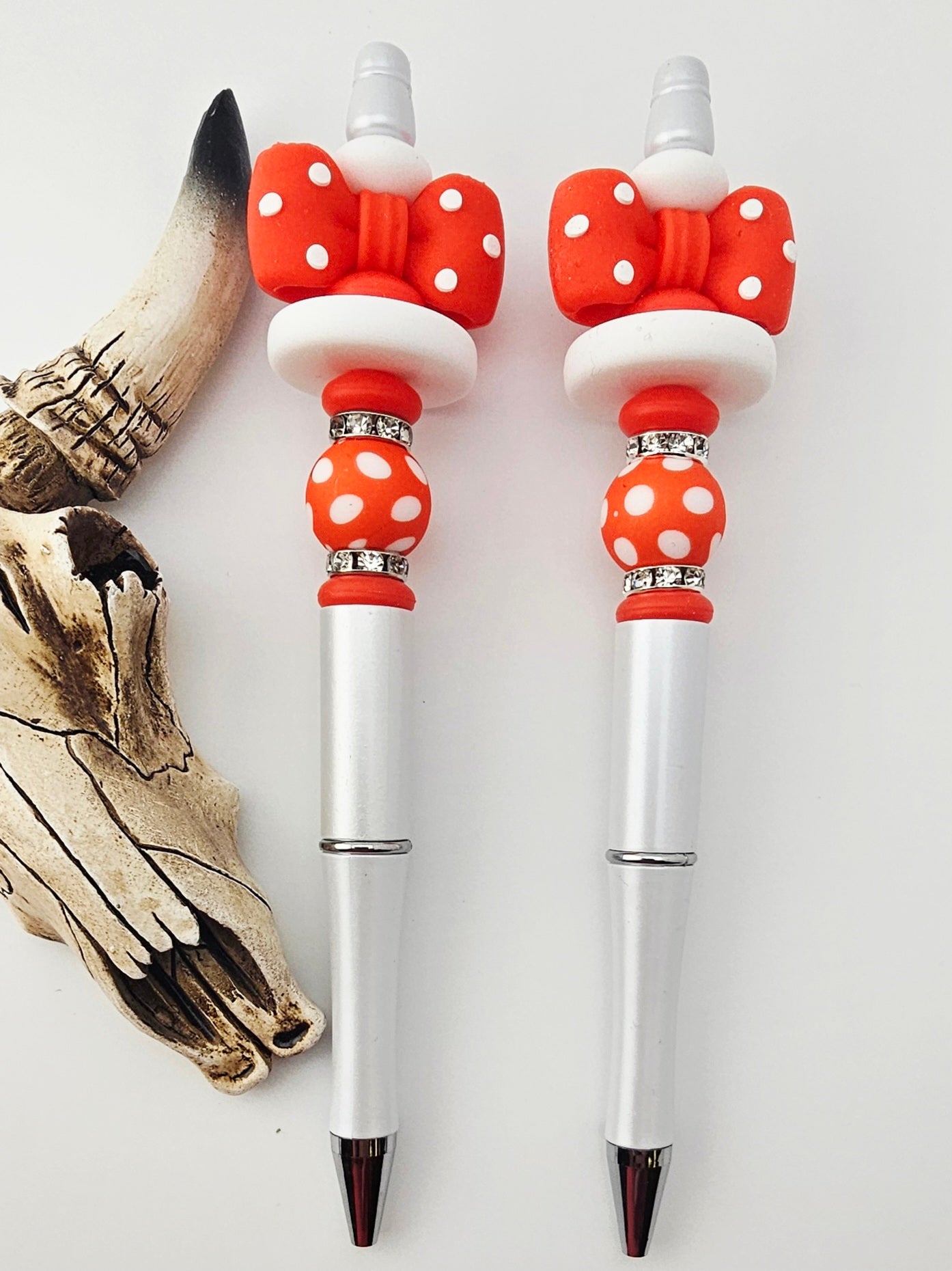 Pre-Made Red Polka Dot Bow Pen