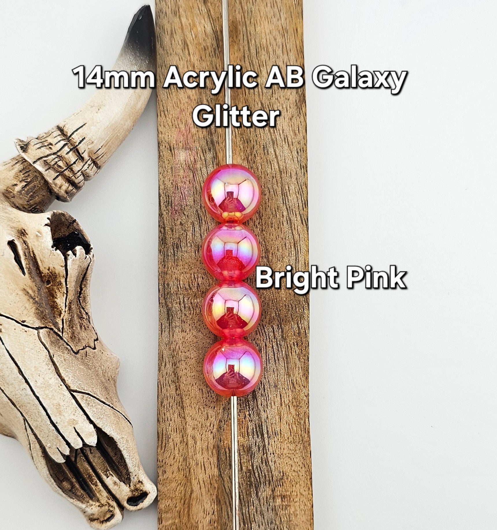 14mm Acrylic AB Galaxy Glitter Bright Pink