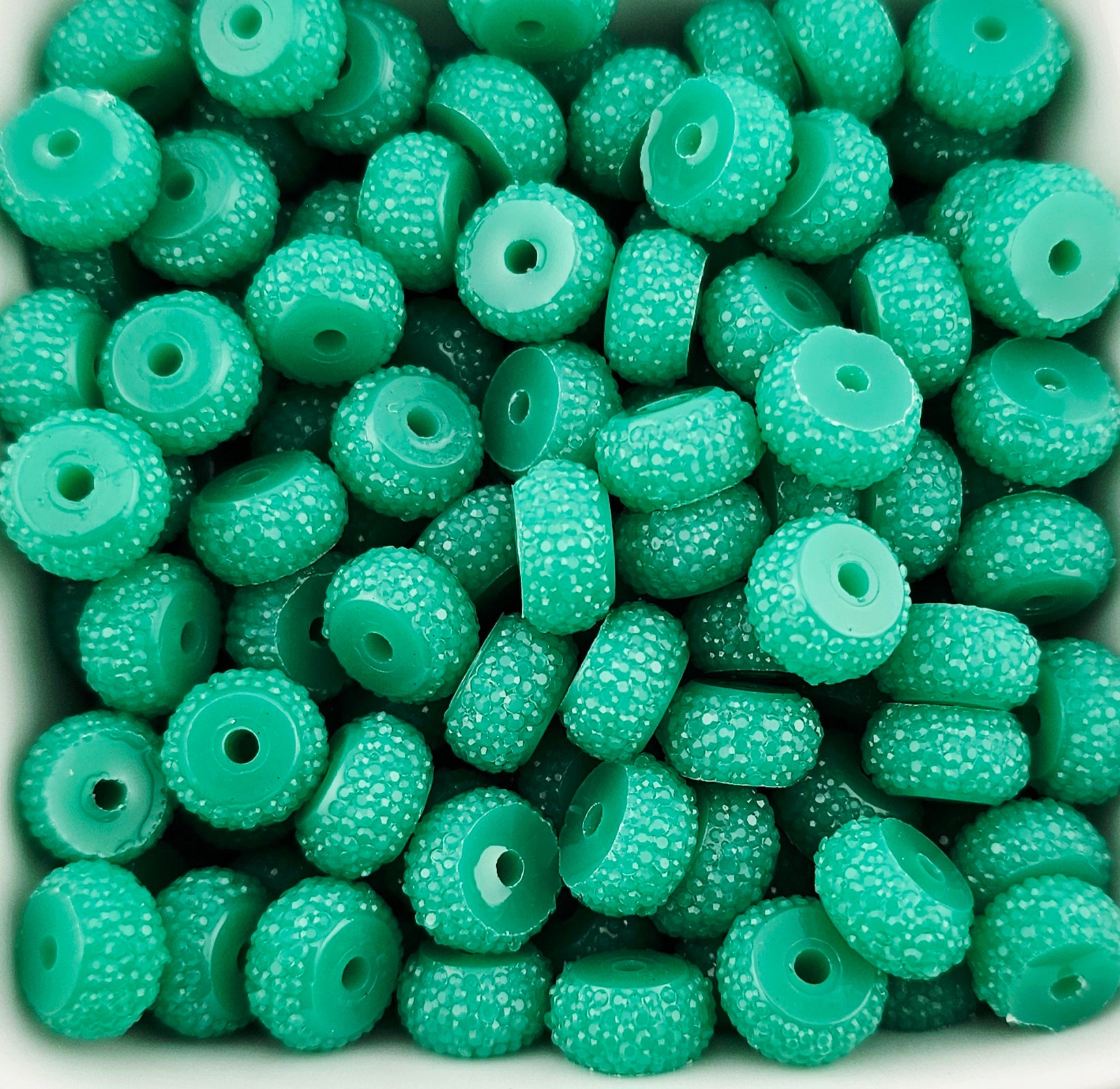 Resin Rhinestone Spacer 12mm Electric Tropical Teal Green #41
