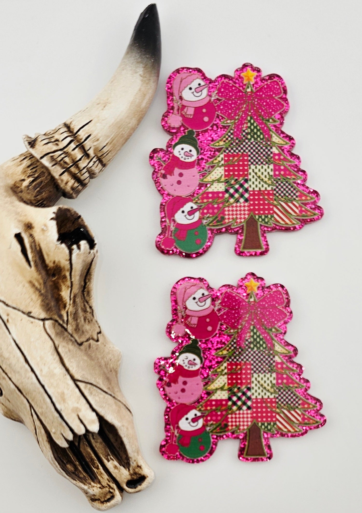 Flatback Pink Patchwork Christmas Tree 202
