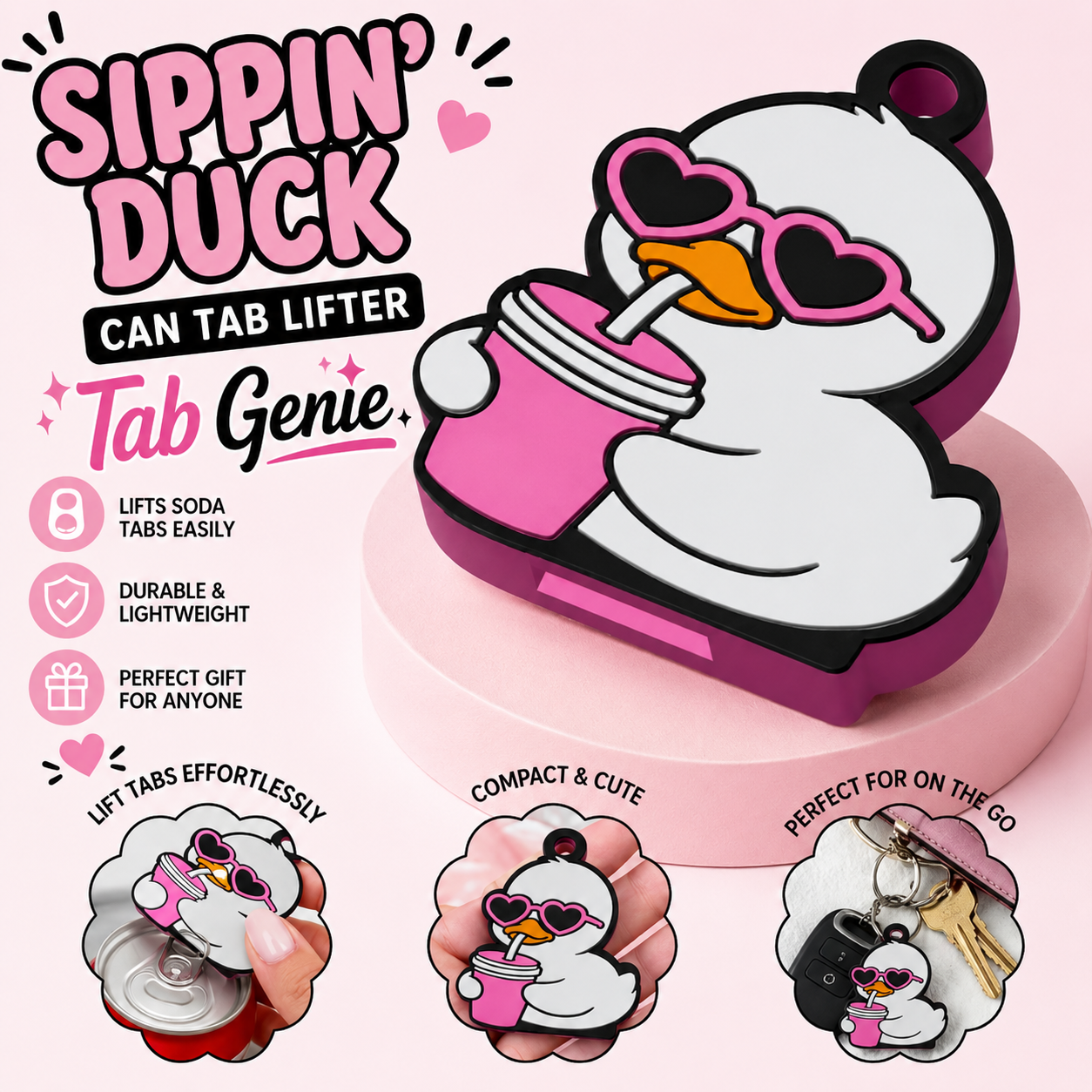 Tab Genie - Sippin Duck *not silicone* printed by a 3D printer