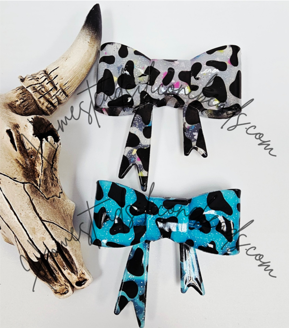 Straw Topper Bow Focal 2in1 - Cow Glitter Glossy