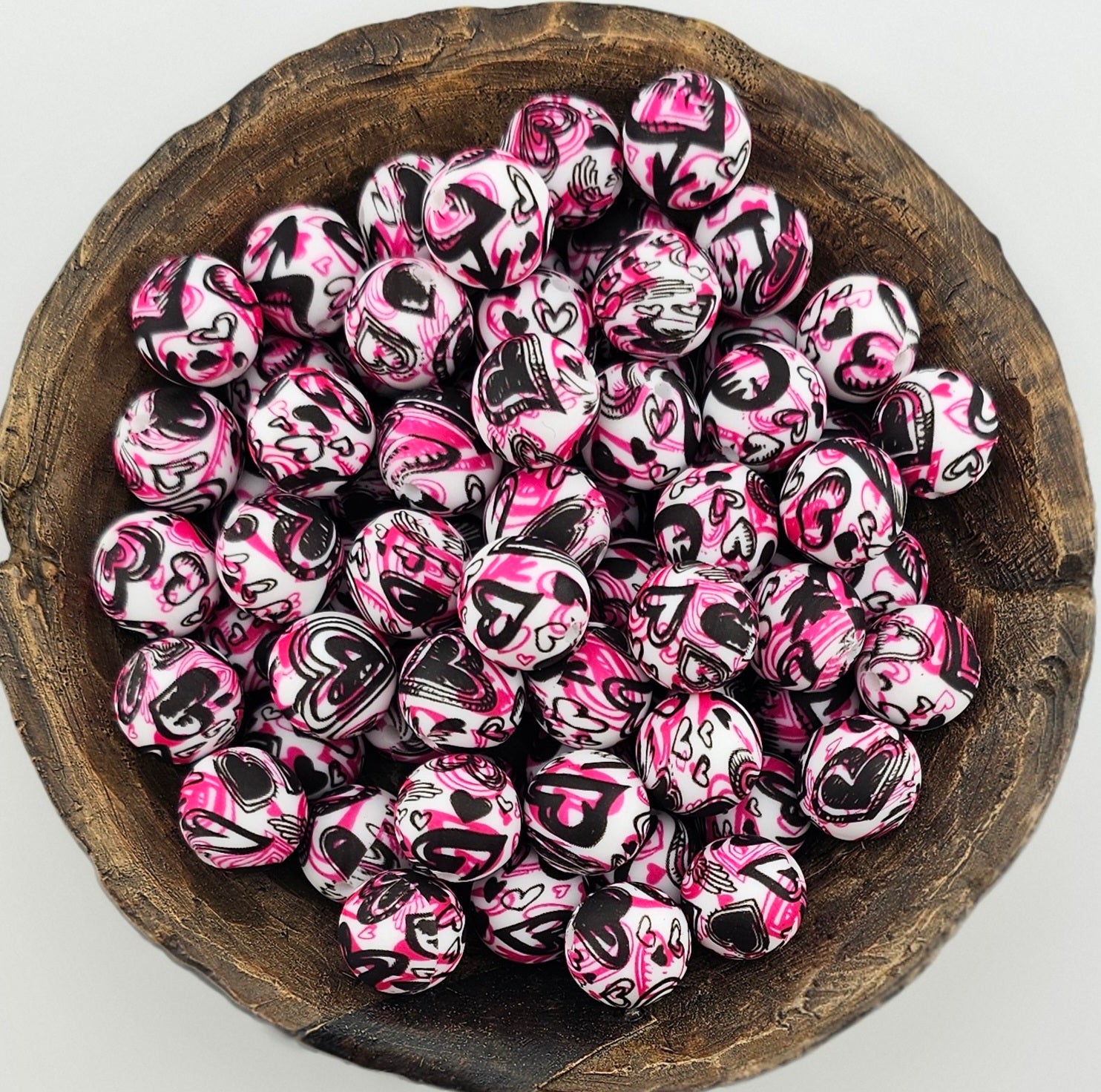 Black and Pink Heart Print