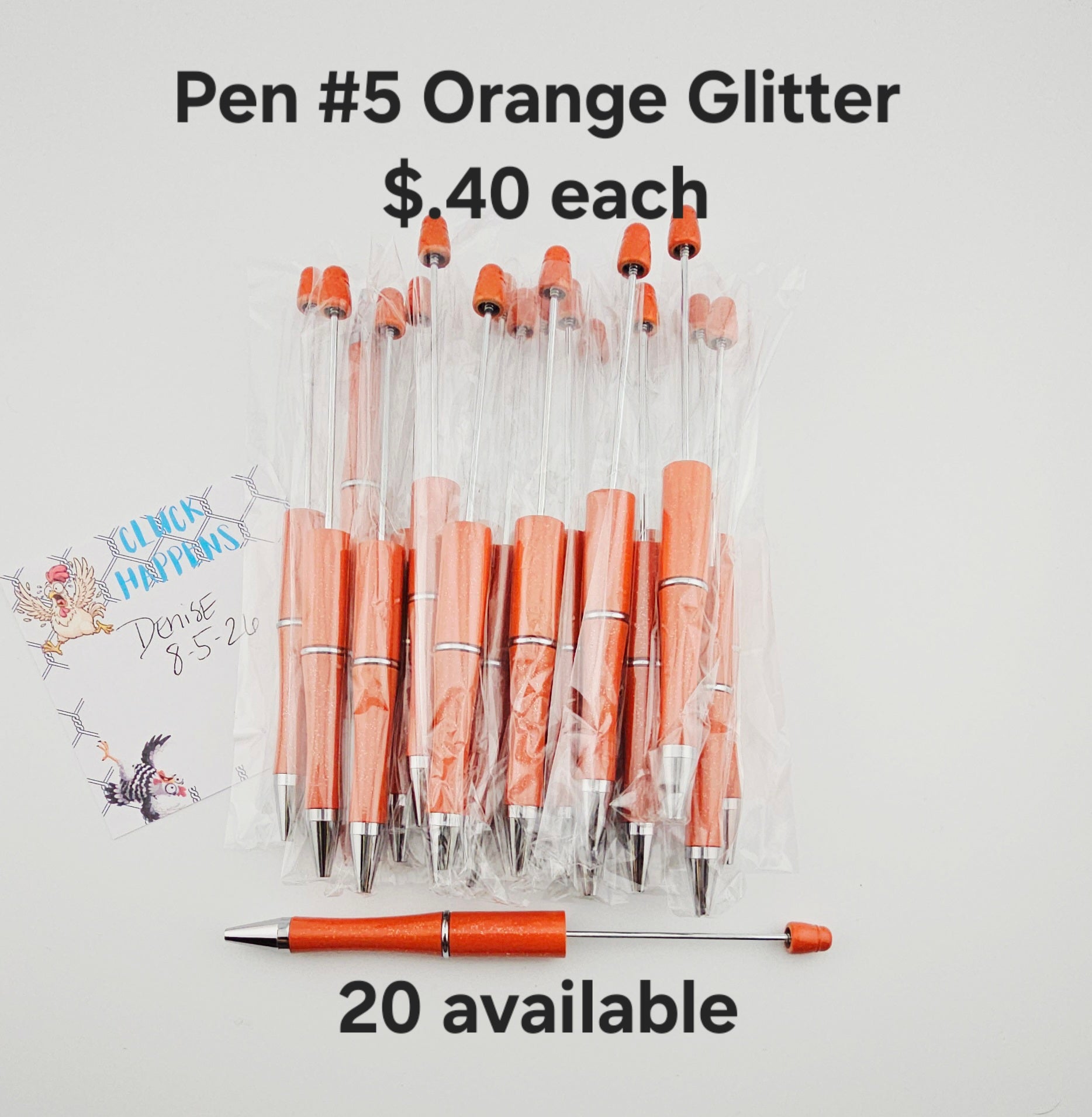 Pen #5 Orange Glitter