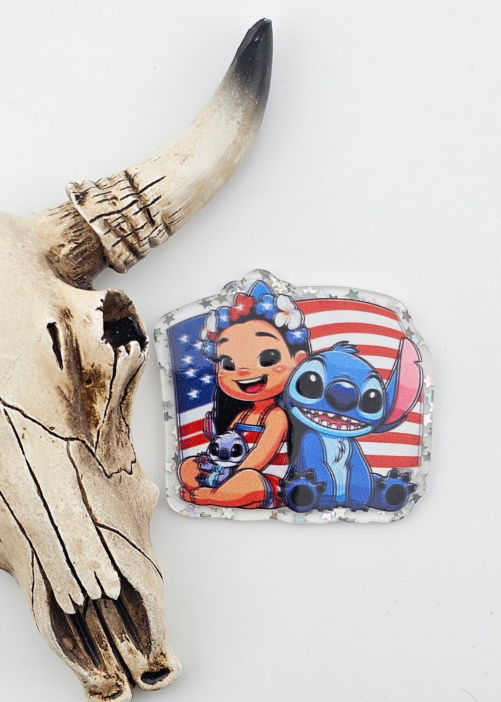 Flatback American Flag with Blue Monster 438