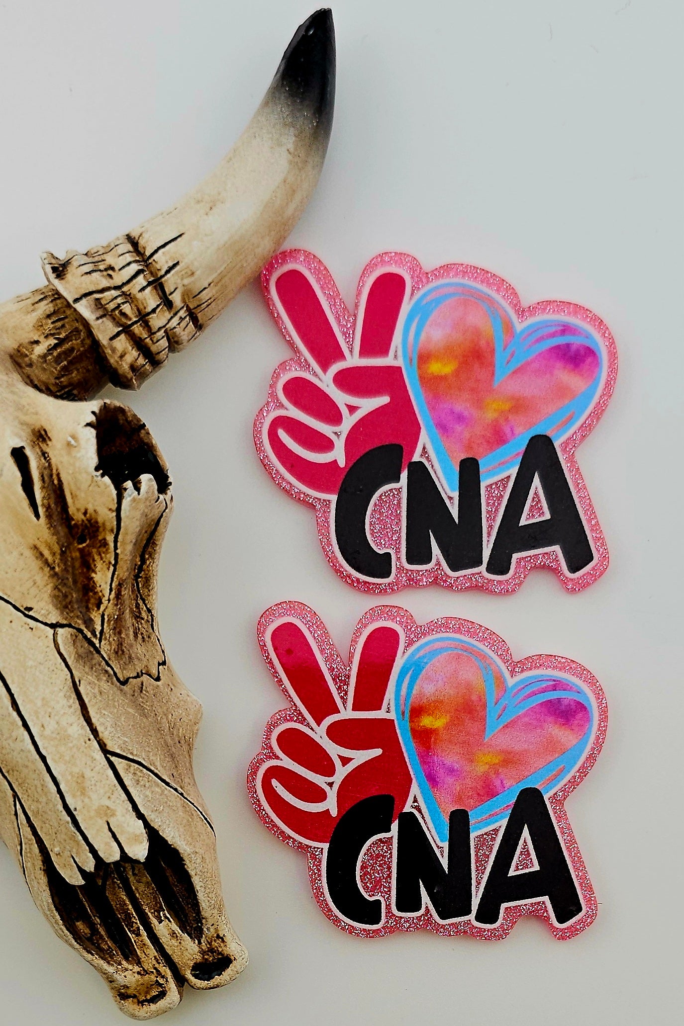 Flatback Peace Love CNA Pink 268