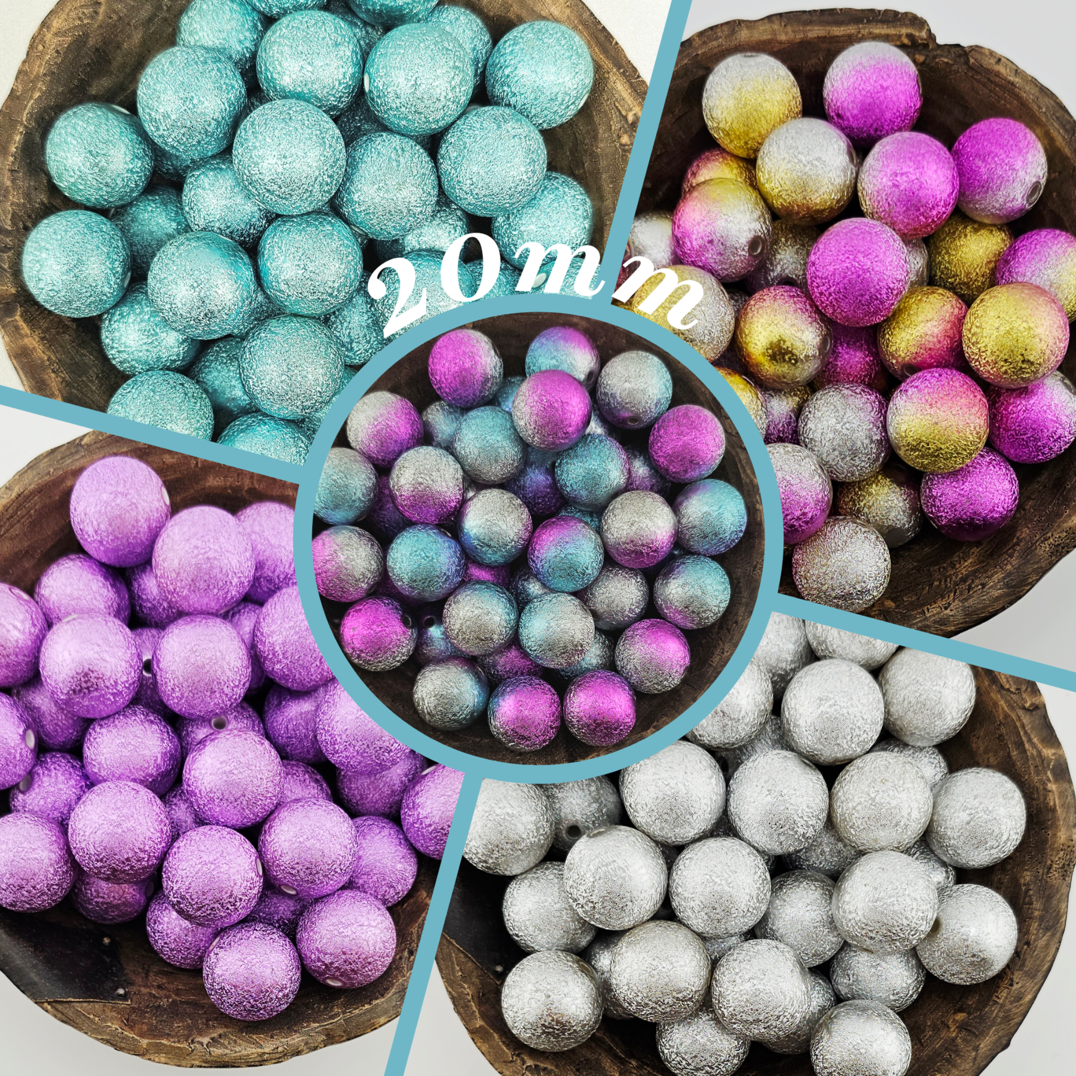 20mm Acrylic Metallic Foil Beads