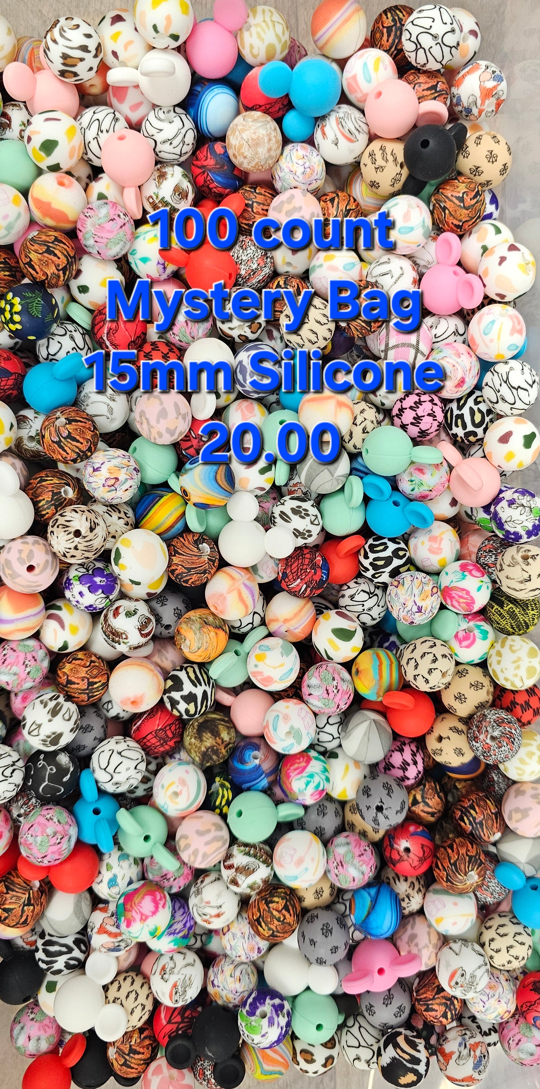100ct Mystery Bag 15mm Silicone Print