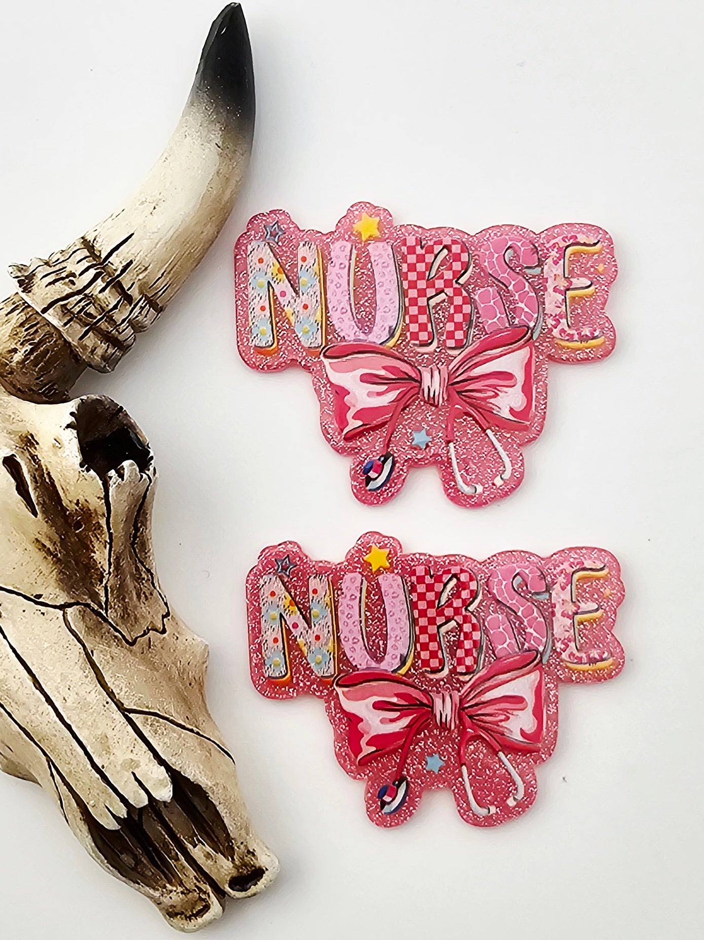 Flatback Pink Glitter Nurse 342
