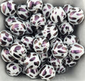 Opal Black and White Cow Print 15mm