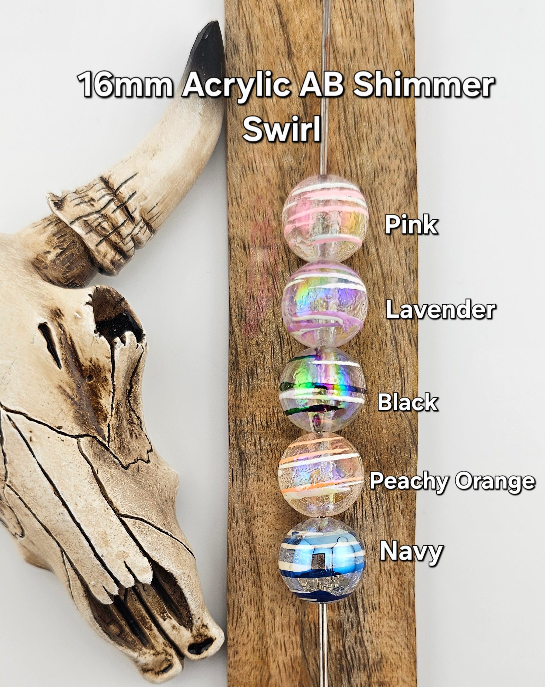 16mm Acrylic AB Shimmer Swirl