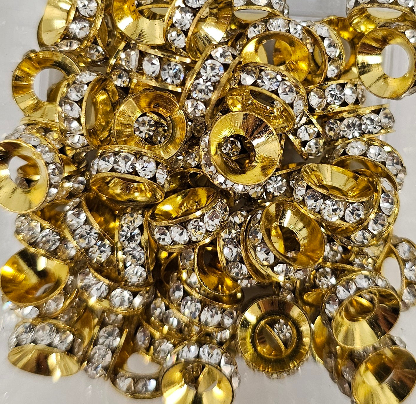 10mm Rhinestone Gold Metallic Spacer
