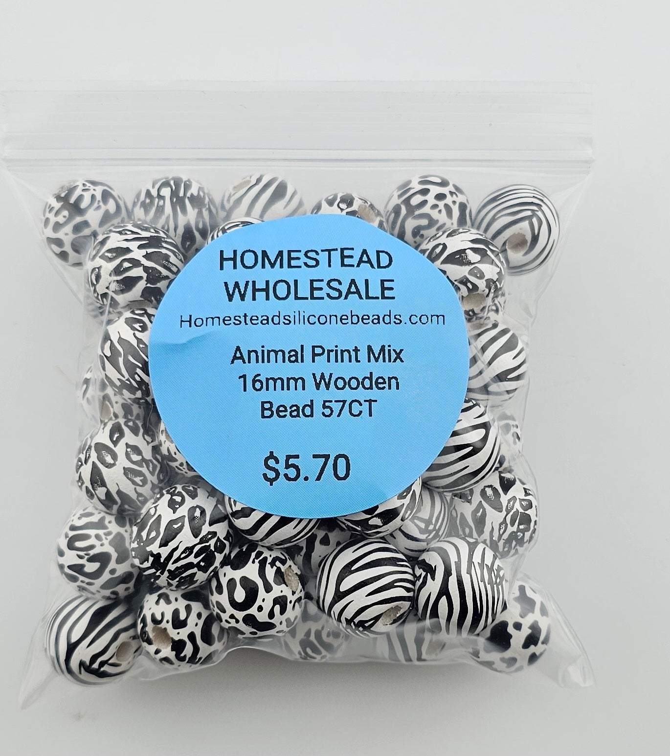 Animal Print Mix 16mm Wooden Bead 57CT
