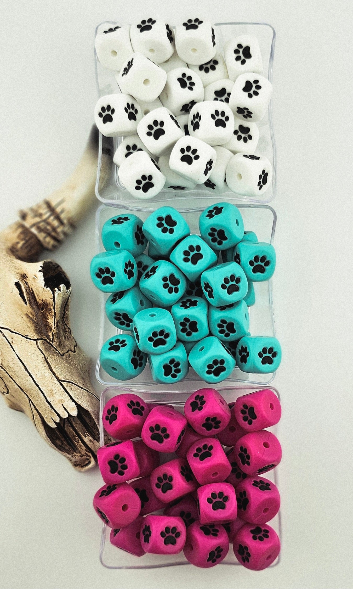 Paw Print 12mm Square Bead *Vertical Hole*