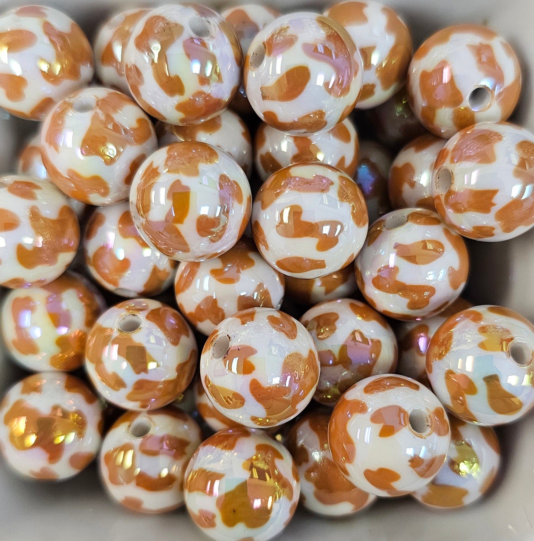 Caramel Latte Cow Print 16mm Acrylic