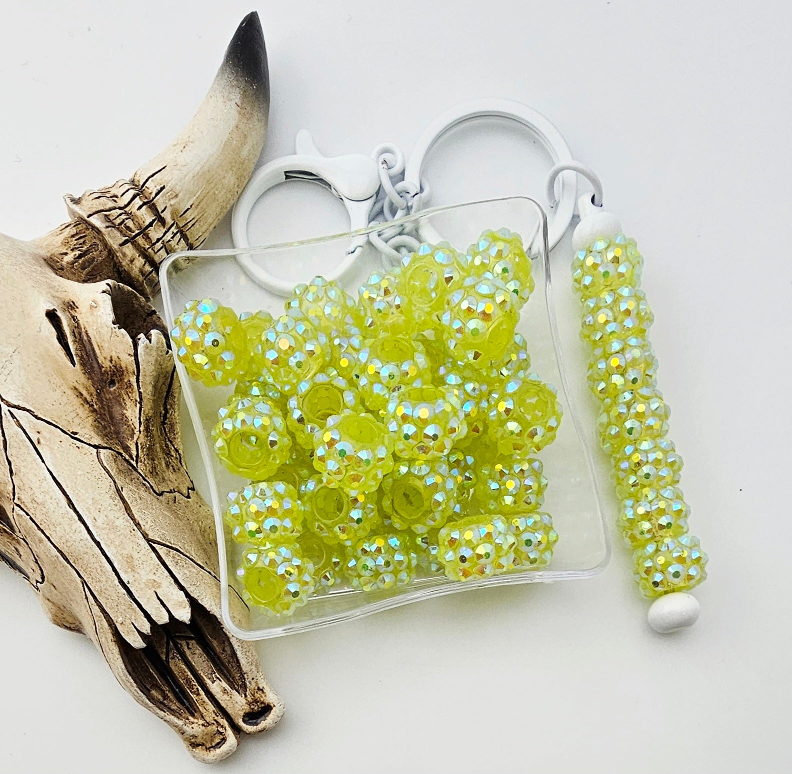Spacer Rhinestone 12mm Light Lime (Large Hole)