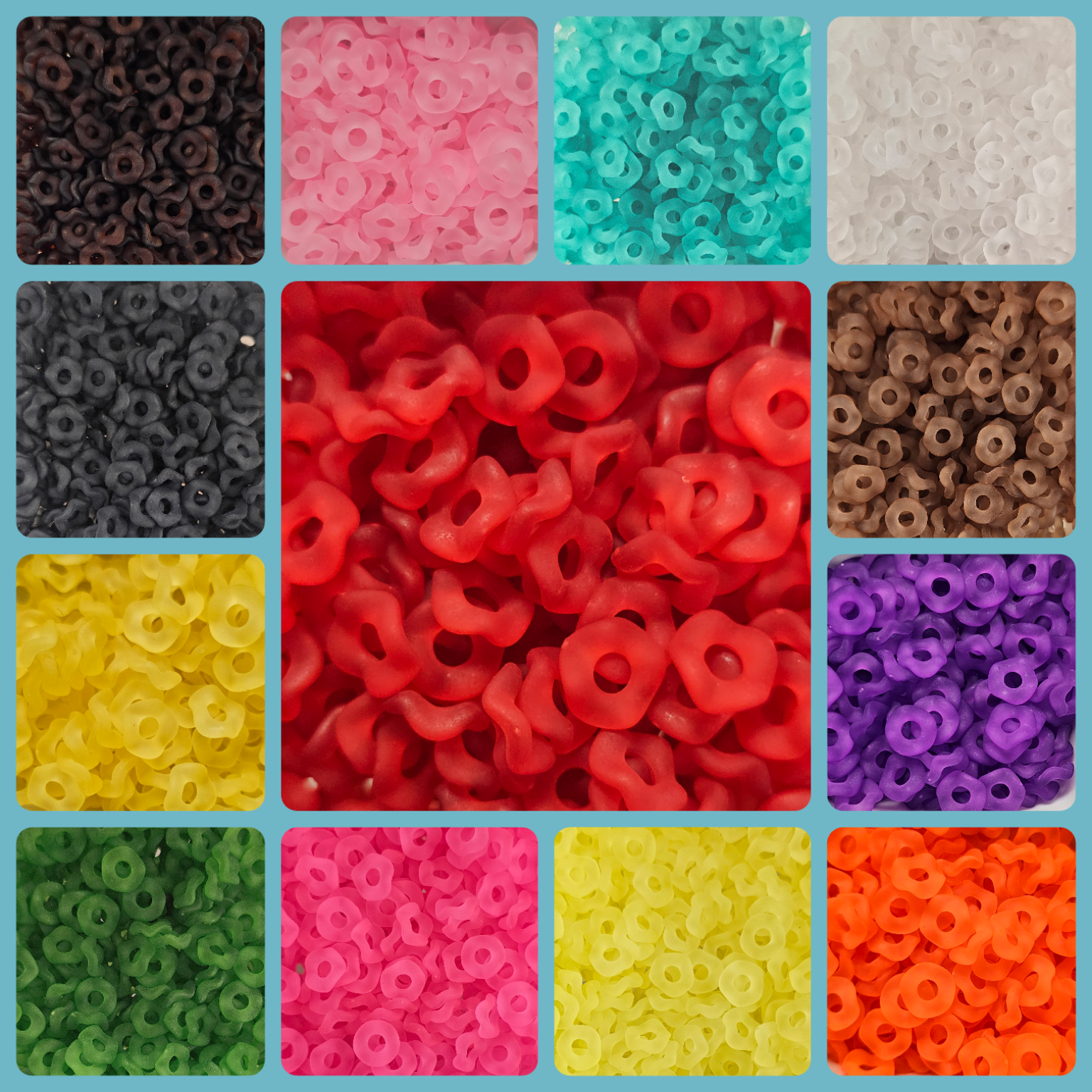 Wavey Frosted  Acrylic Spacers 12mm (10ct) Large Hole