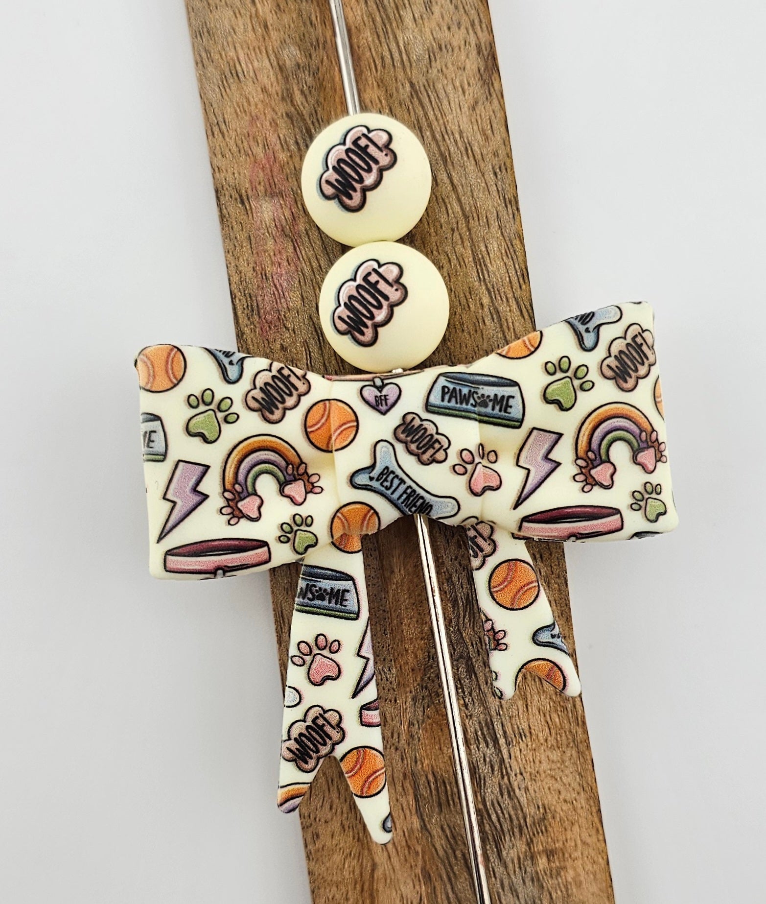 Large Bow Focal & 15mm Print Woof Woof *Custom*