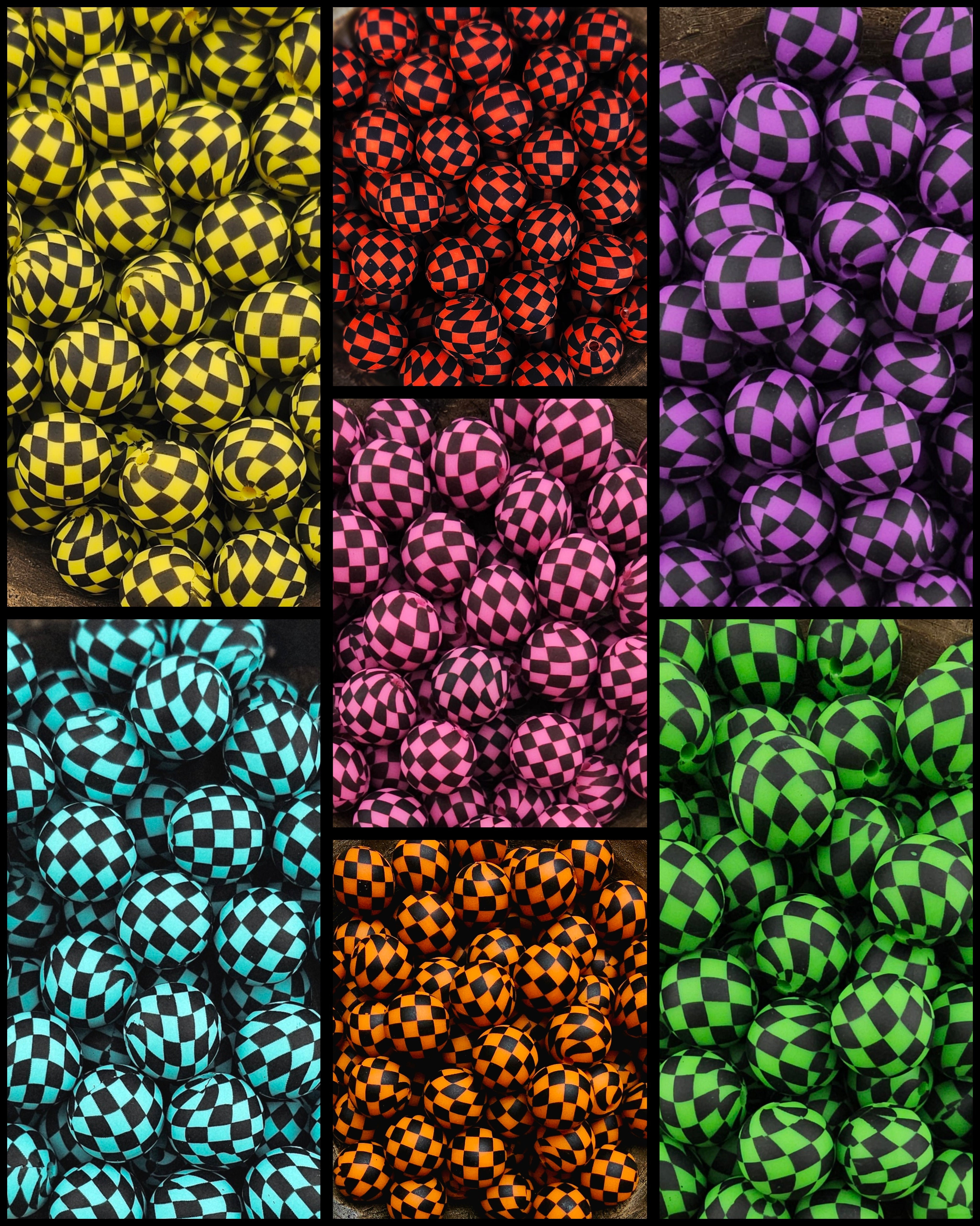 Checker Print 15mm Silicone – Homestead Silicone Beads and More